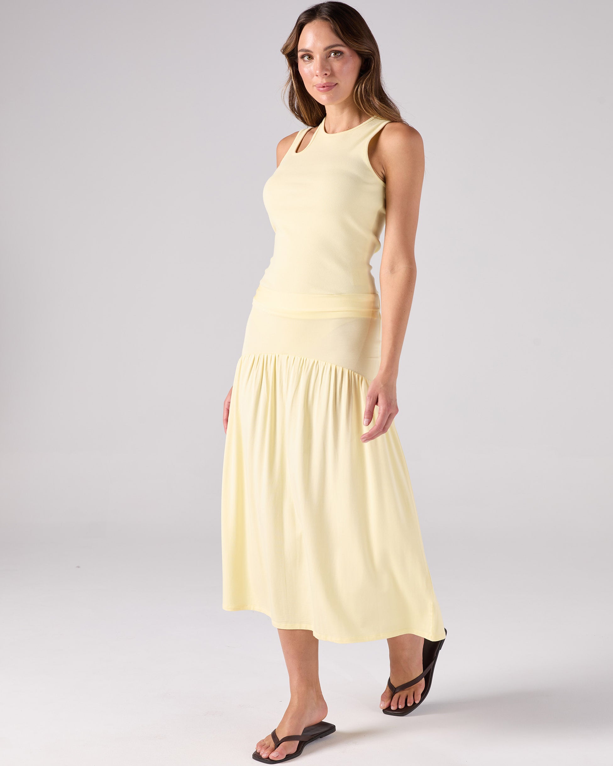 Cut Out Rib Tank - Pastel Yellow