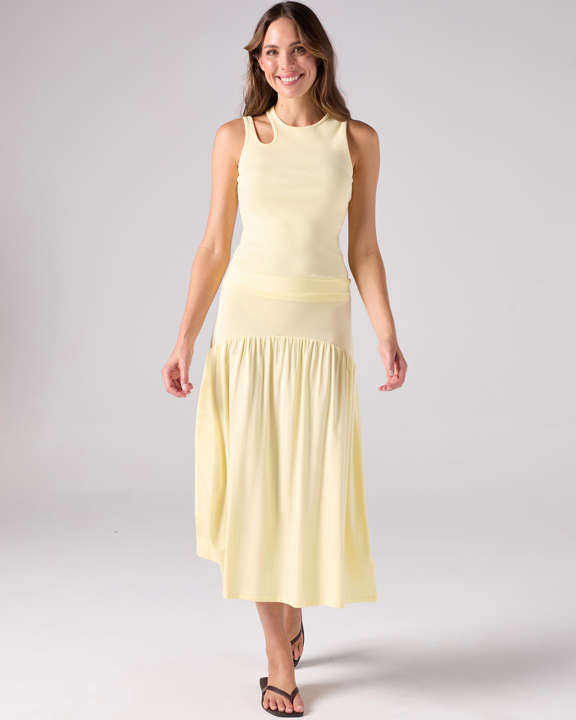 Cut Out Rib Tank - Pastel Yellow