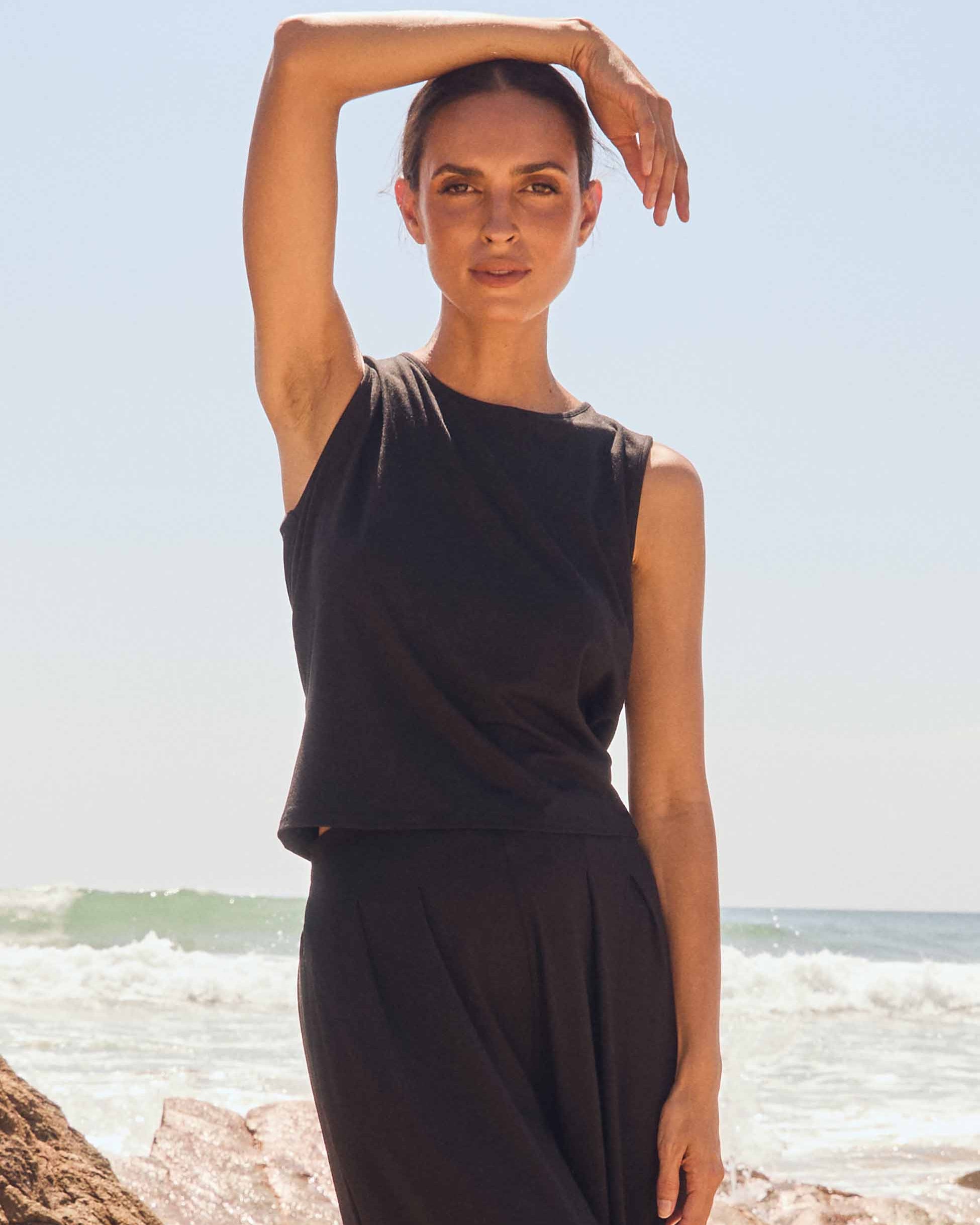Cowl Back Top - Black