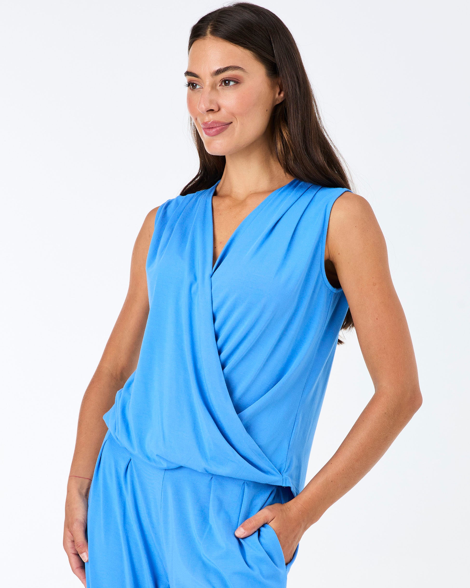 Athena Drape Top - Cobalt Blue