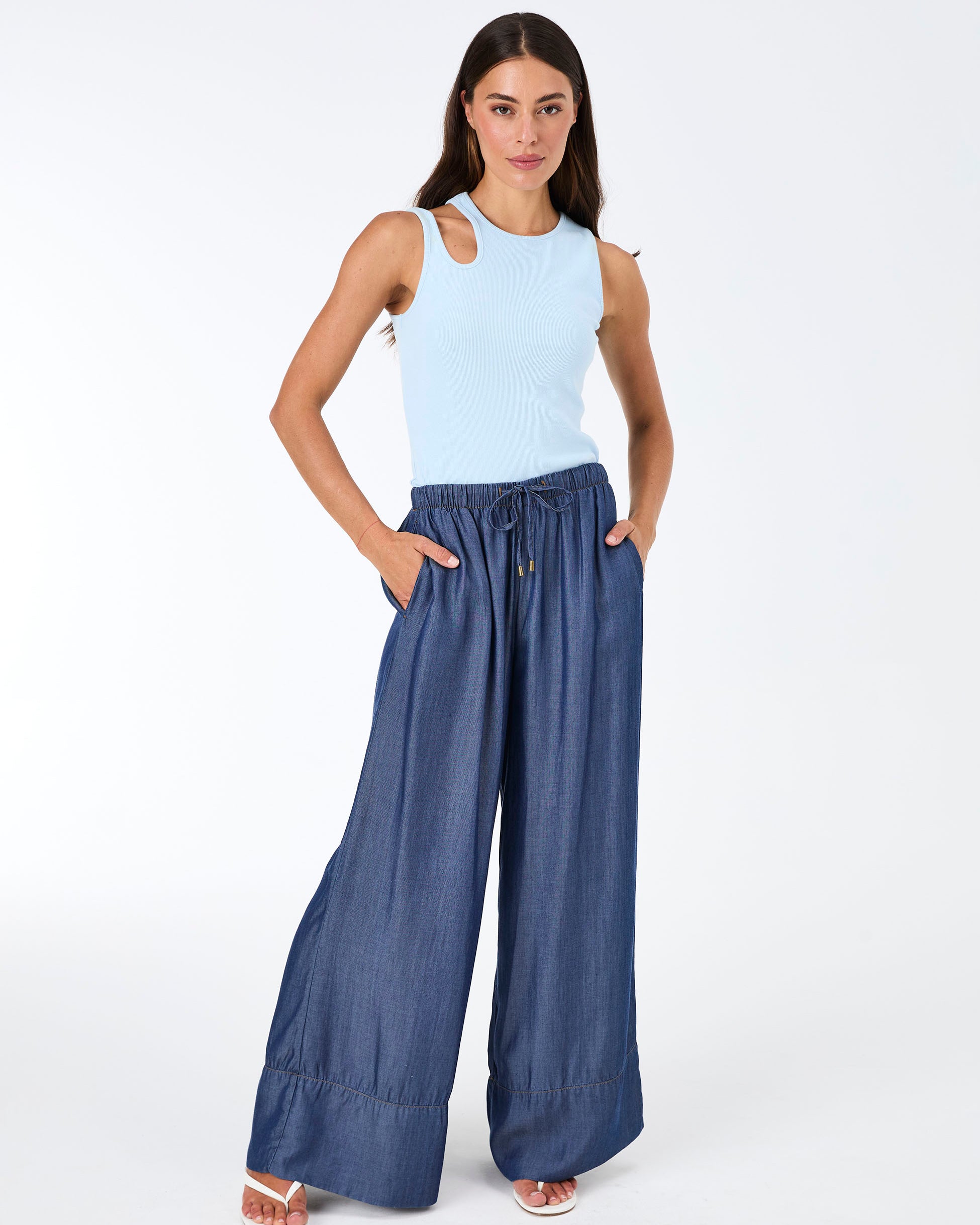 Cut Out Rib Tank - Cashmere Blue