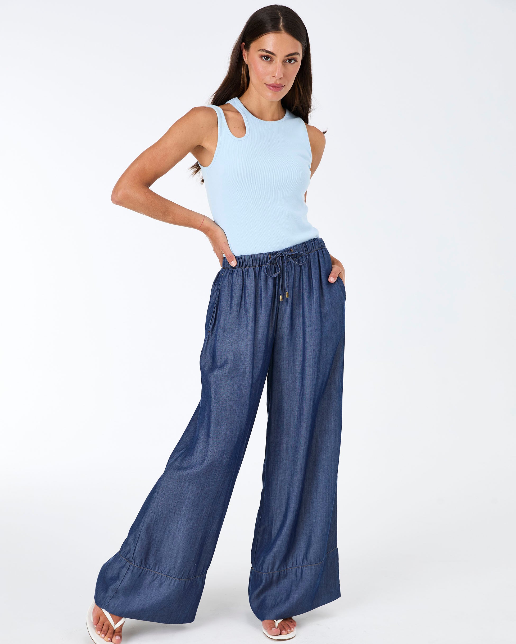 Cut Out Rib Tank - Cashmere Blue