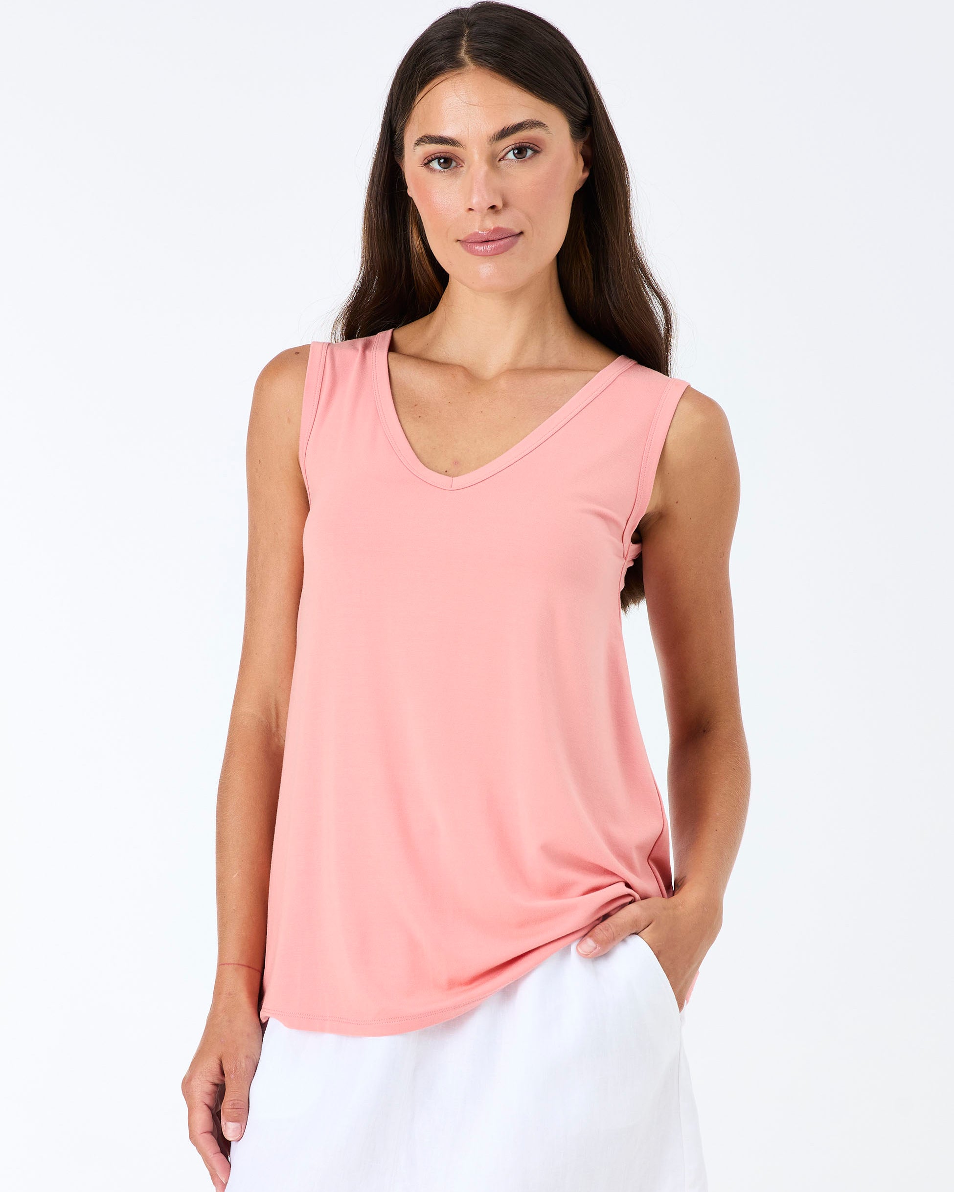 V Neck Swing Top - Apricot
