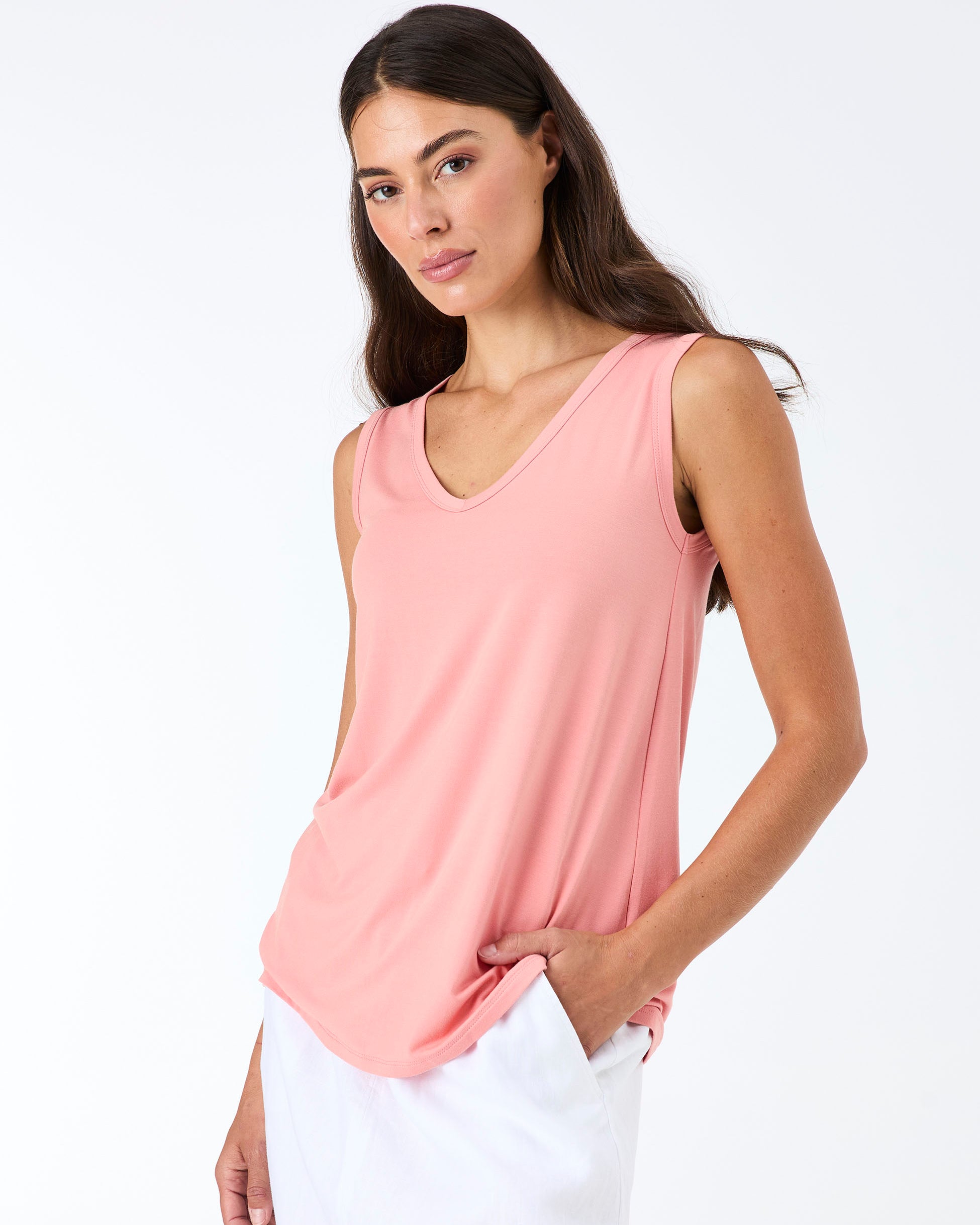 V Neck Swing Top - Apricot