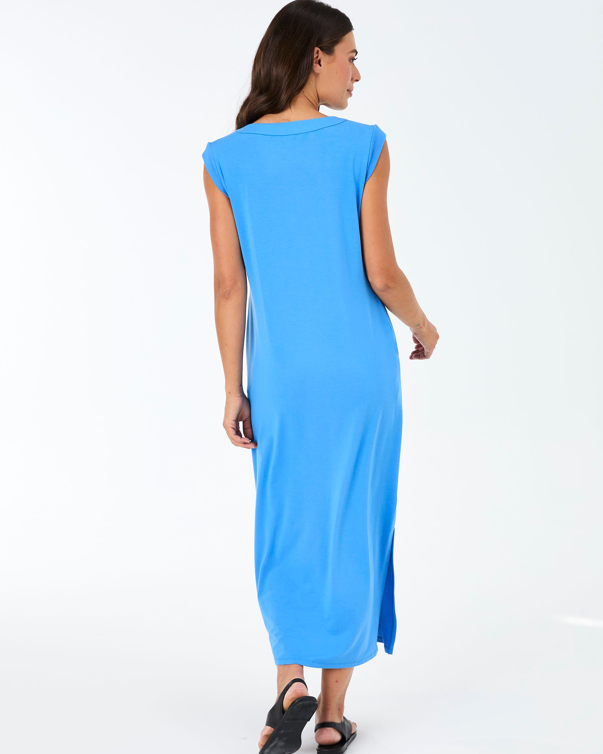 Everly V Neck Maxi Dress - Cobalt