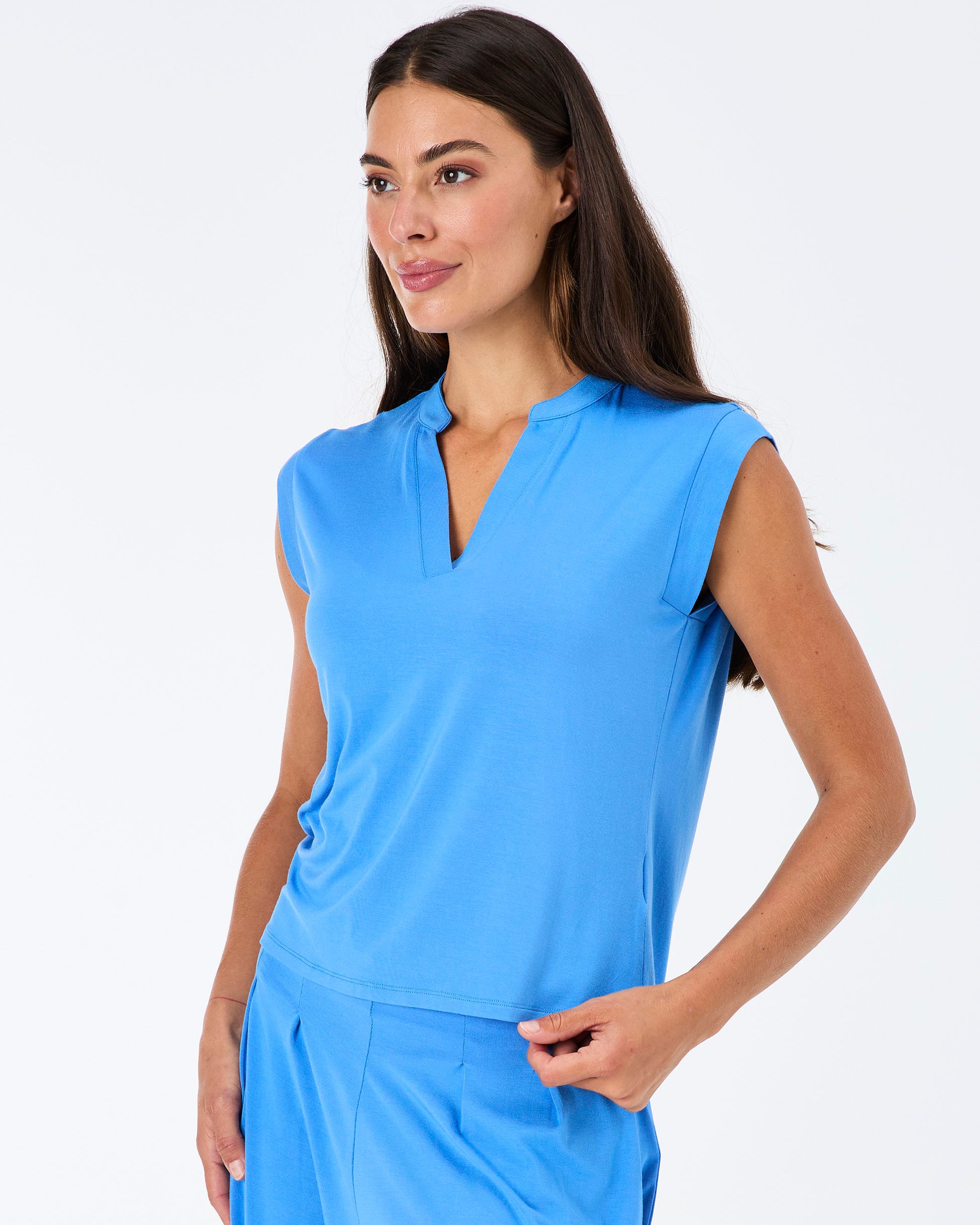 Nero Placket Tee - Cobalt Blue