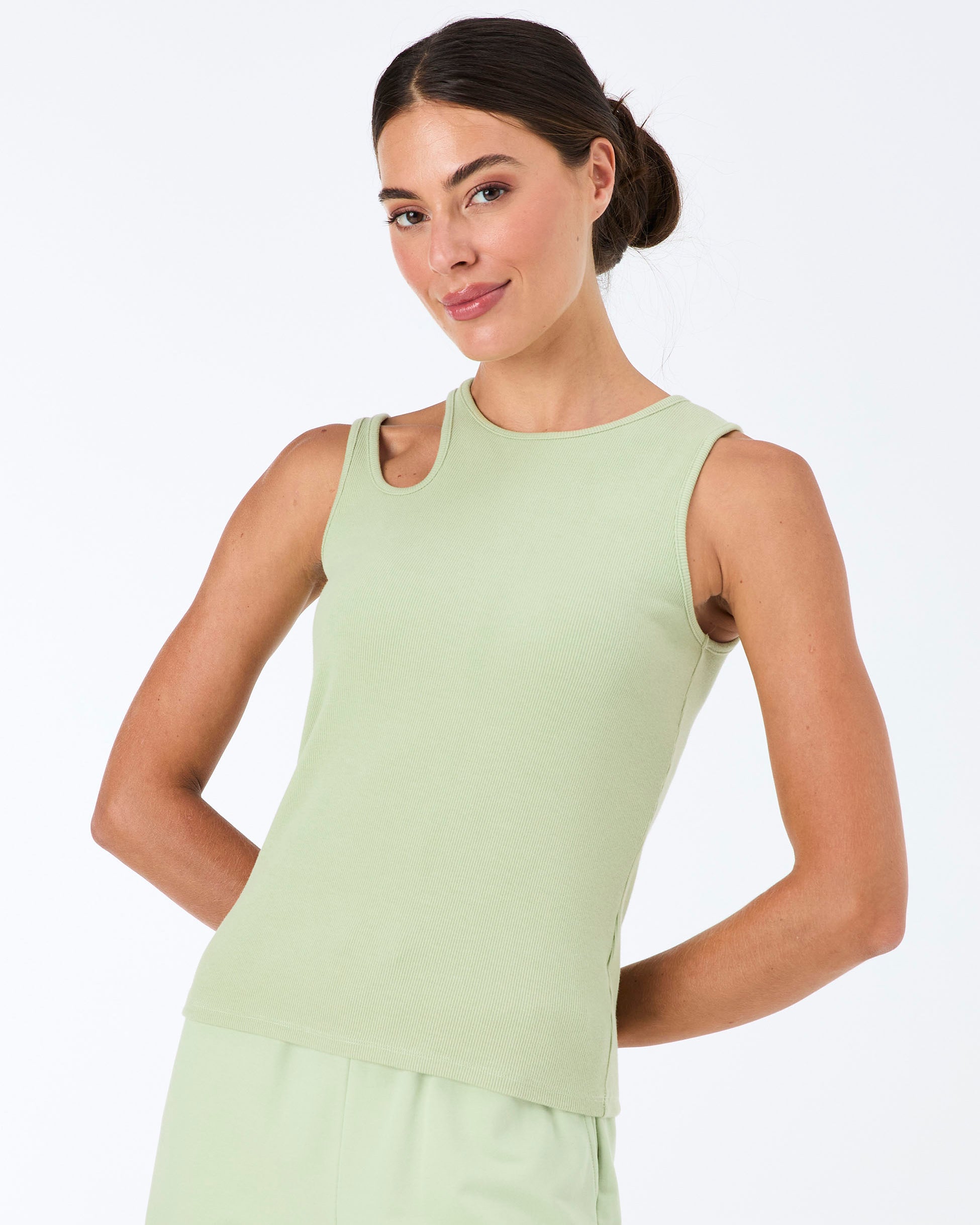 Cut Out Rib Tank - Matcha