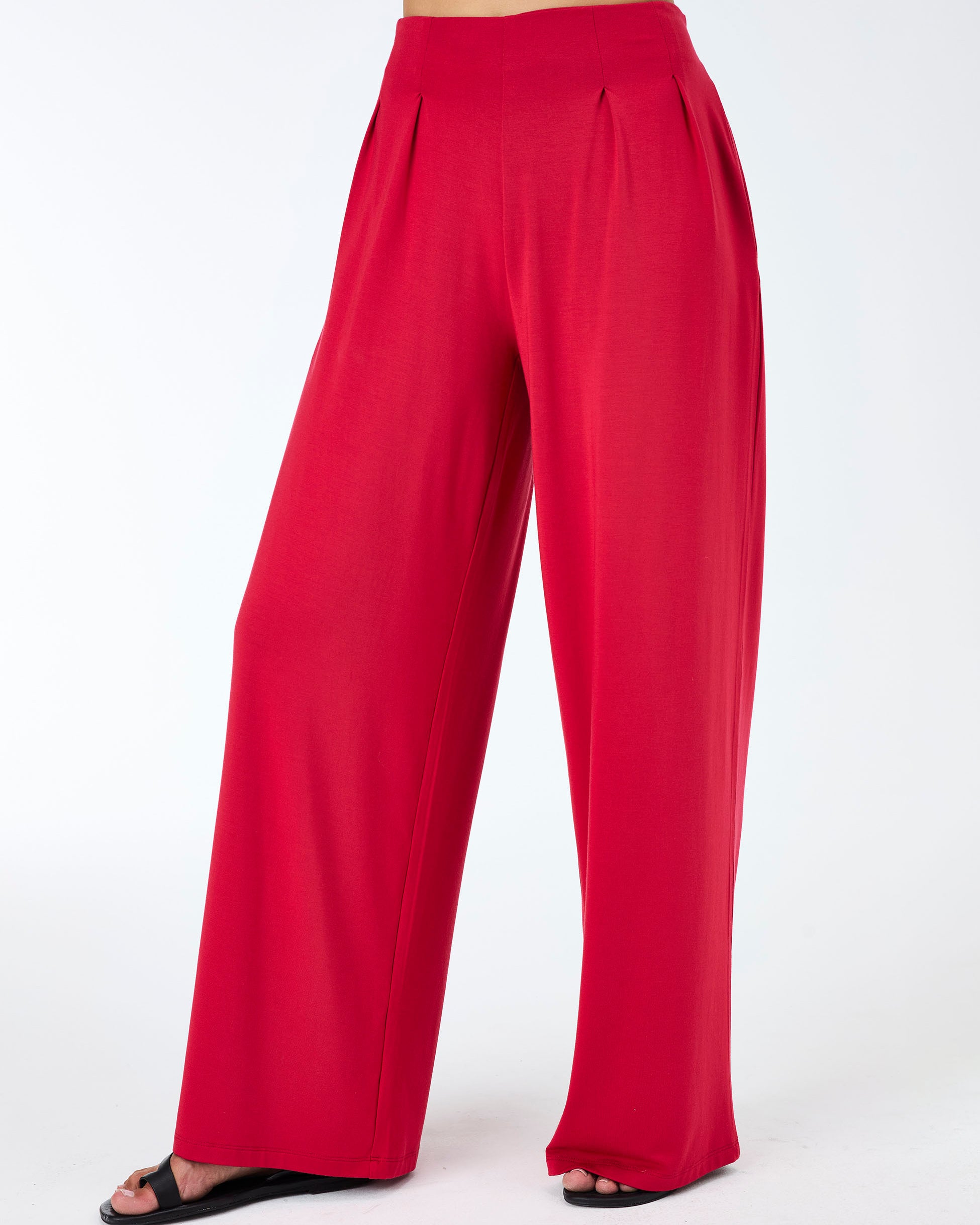 Emery Wide Leg Pants - Cherry Red