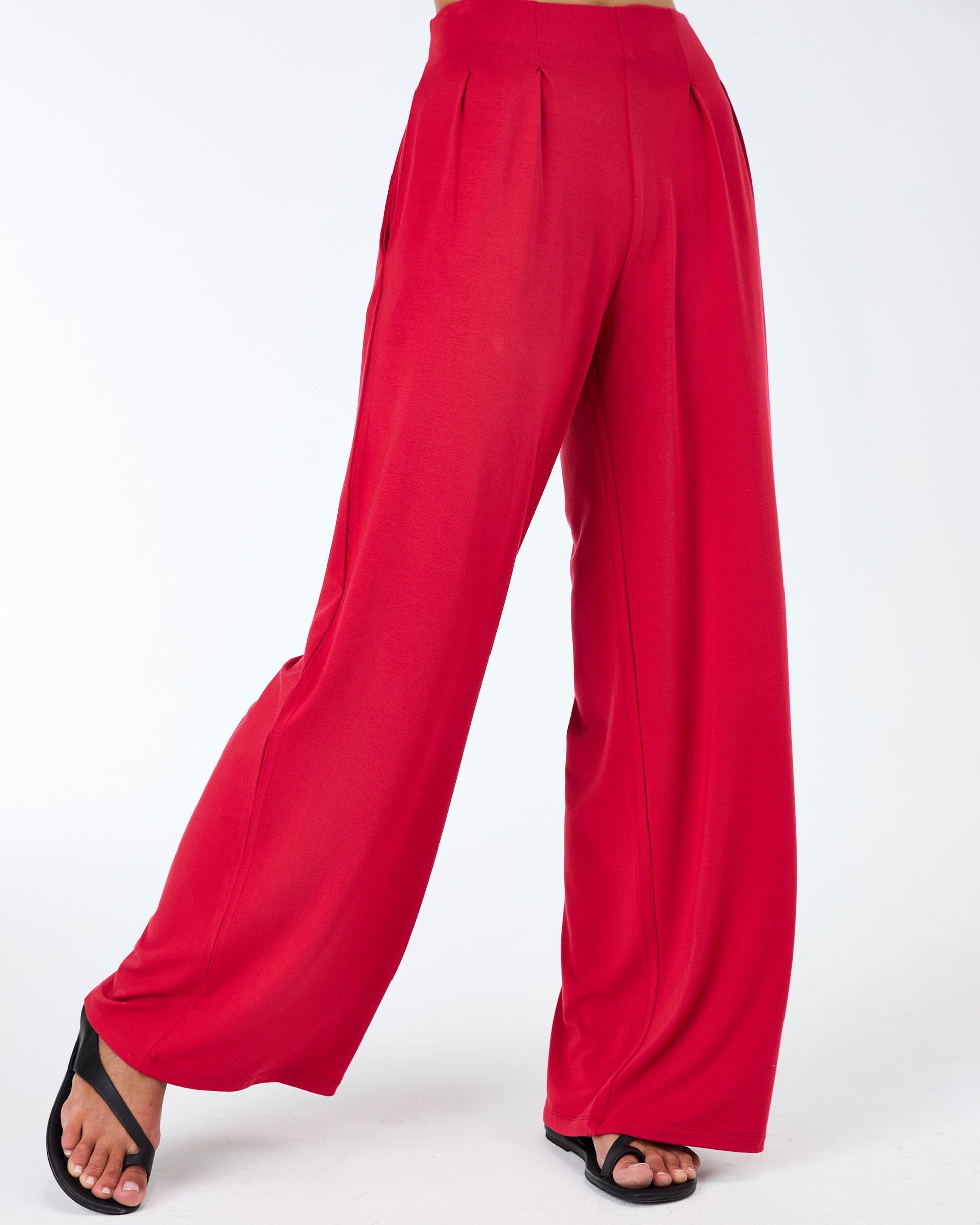 Emery Wide Leg Pants - Cherry Red