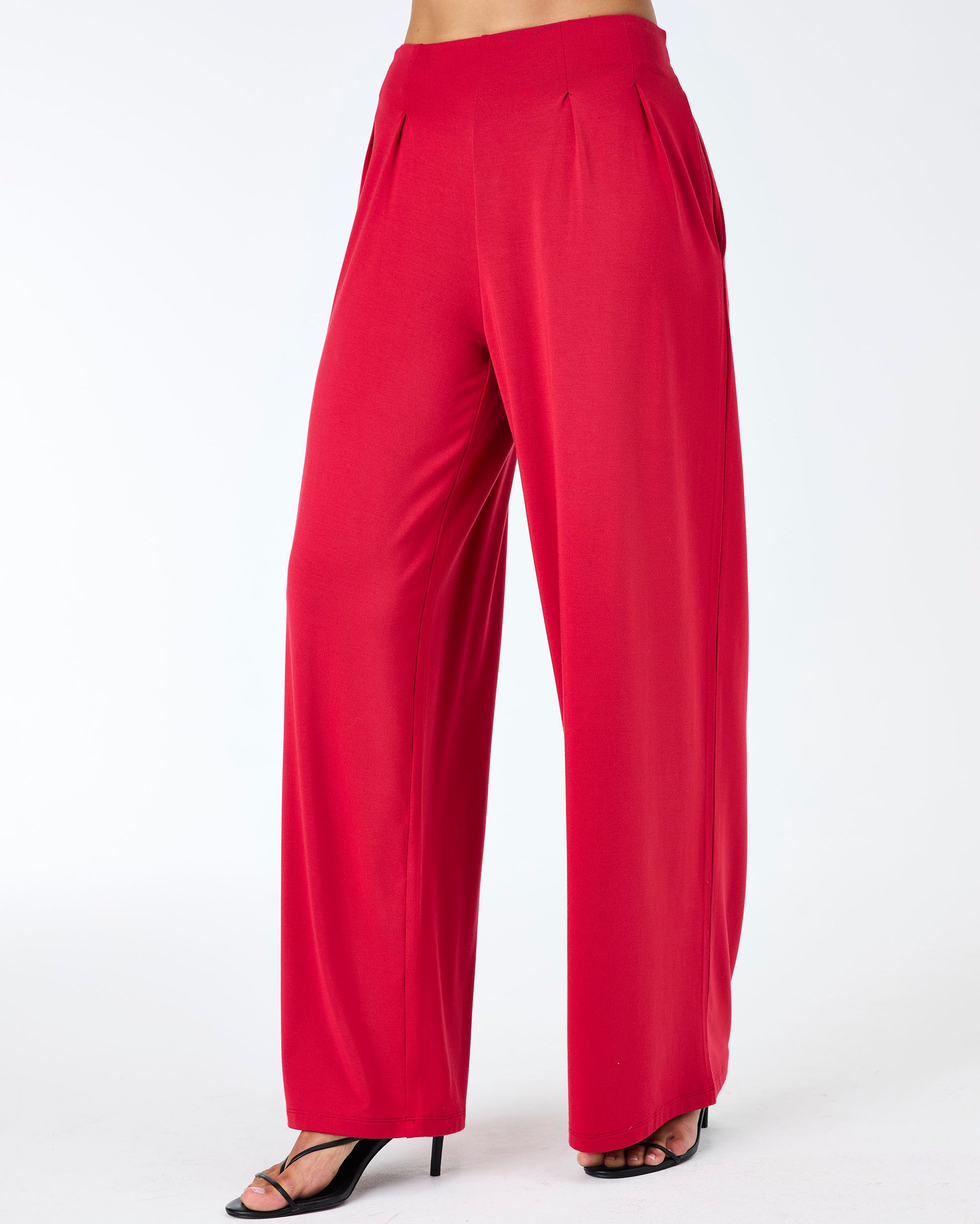 Emery Wide Leg Pants - Cherry Red