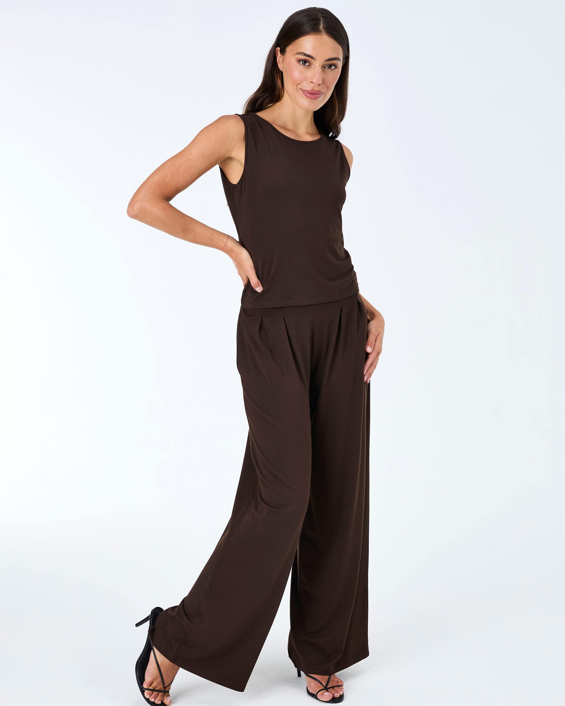 Emery Wide Leg Pants - Coffee Bean