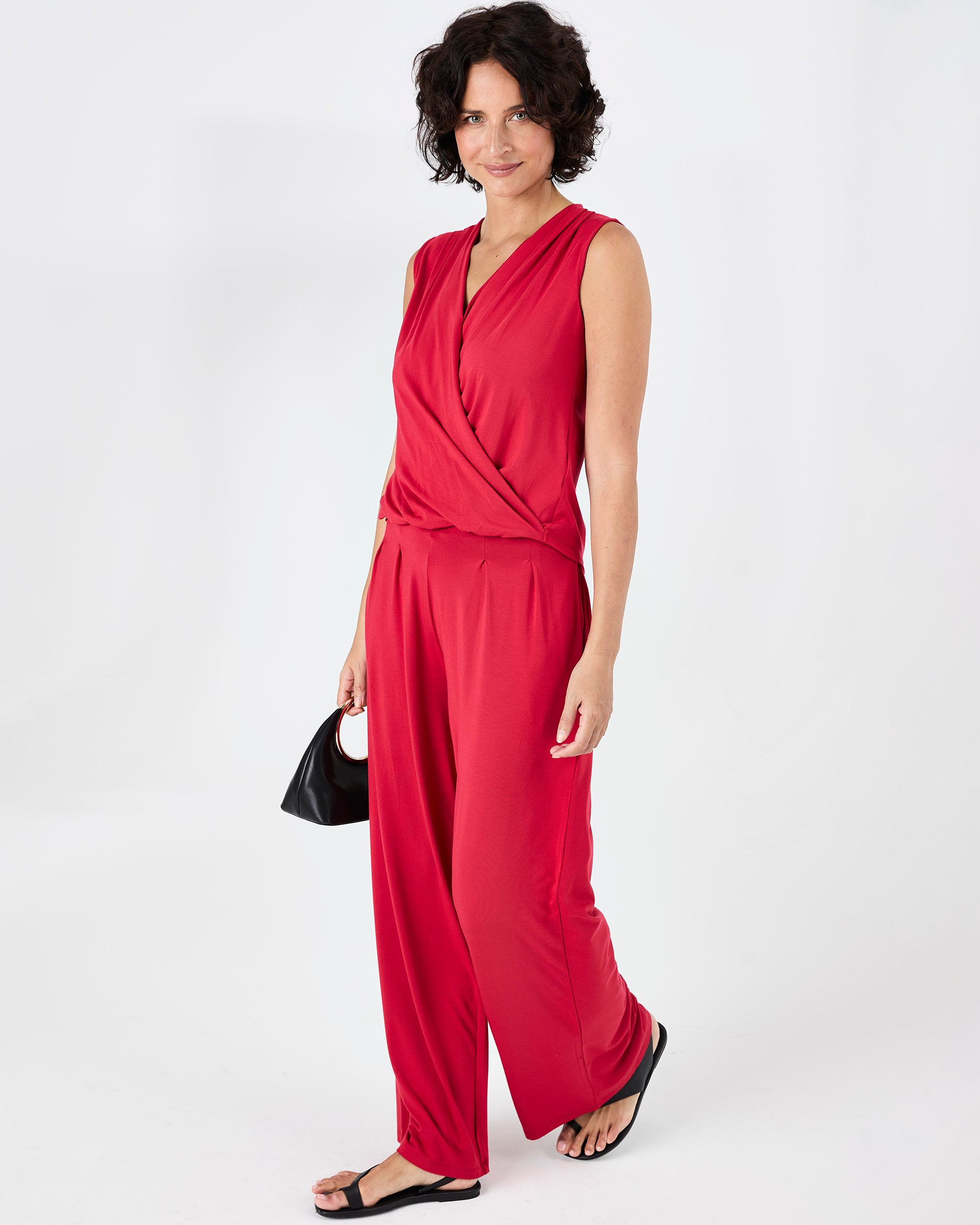 Athena Drape Top - Cherry