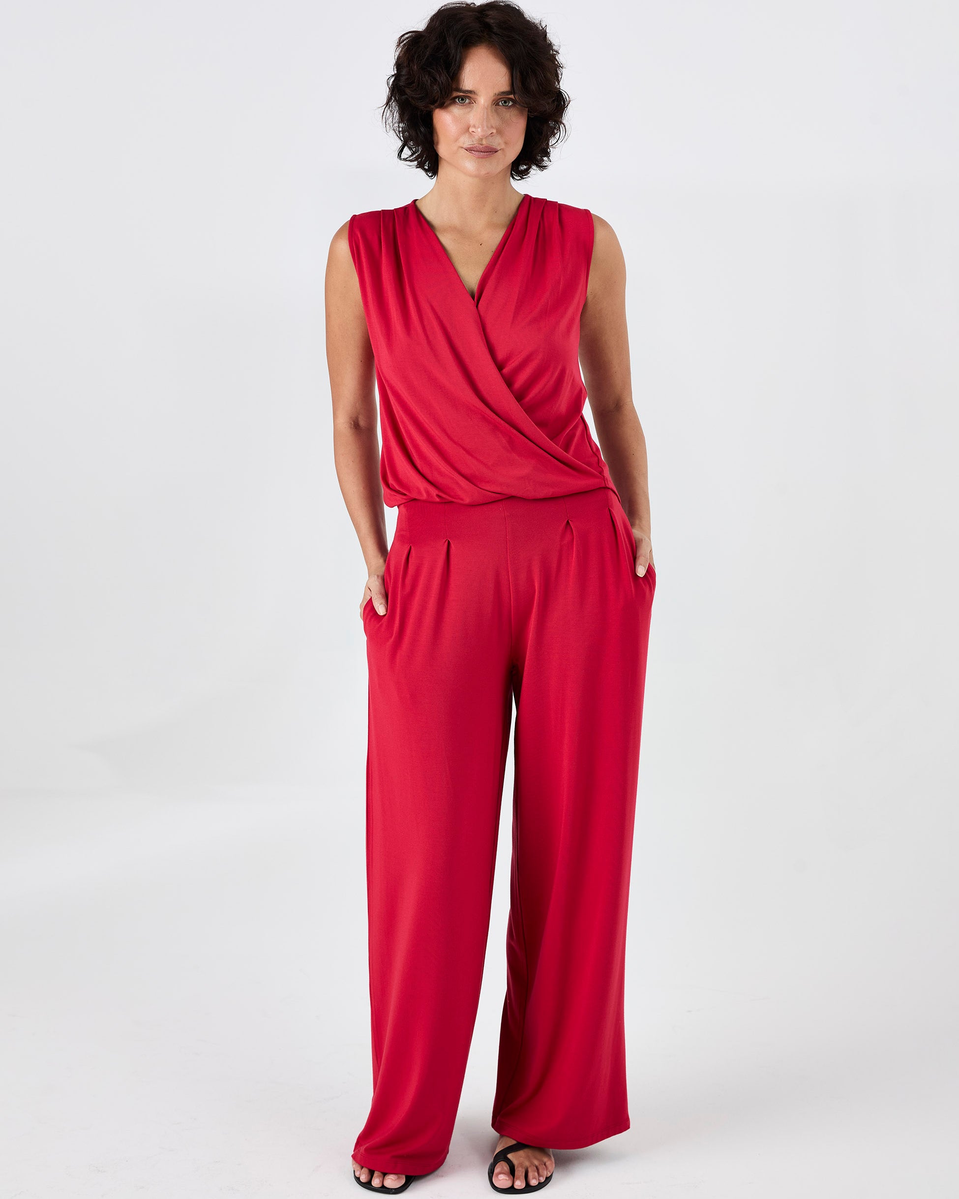 Athena Drape Top - Cherry