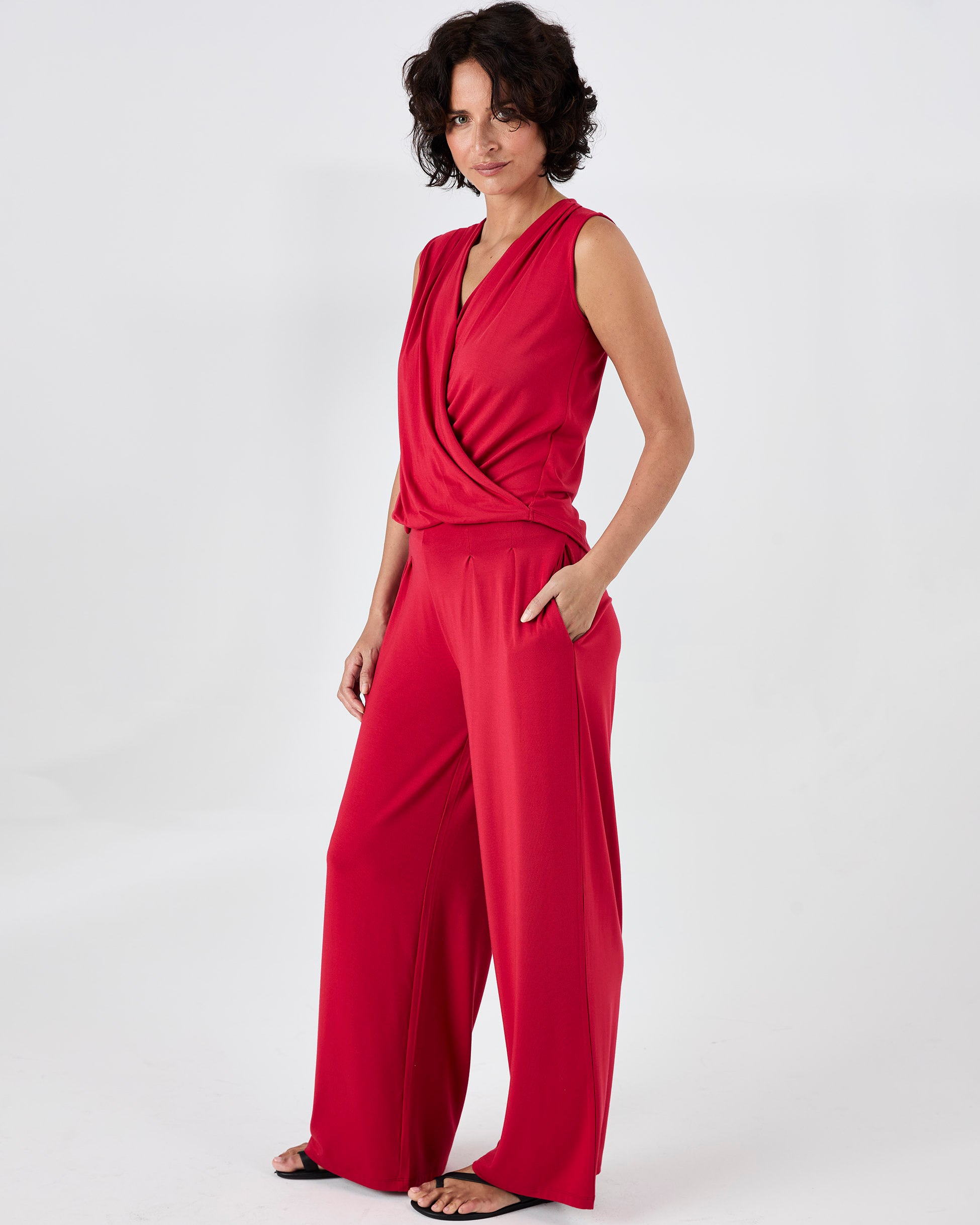 Athena Drape Top - Cherry