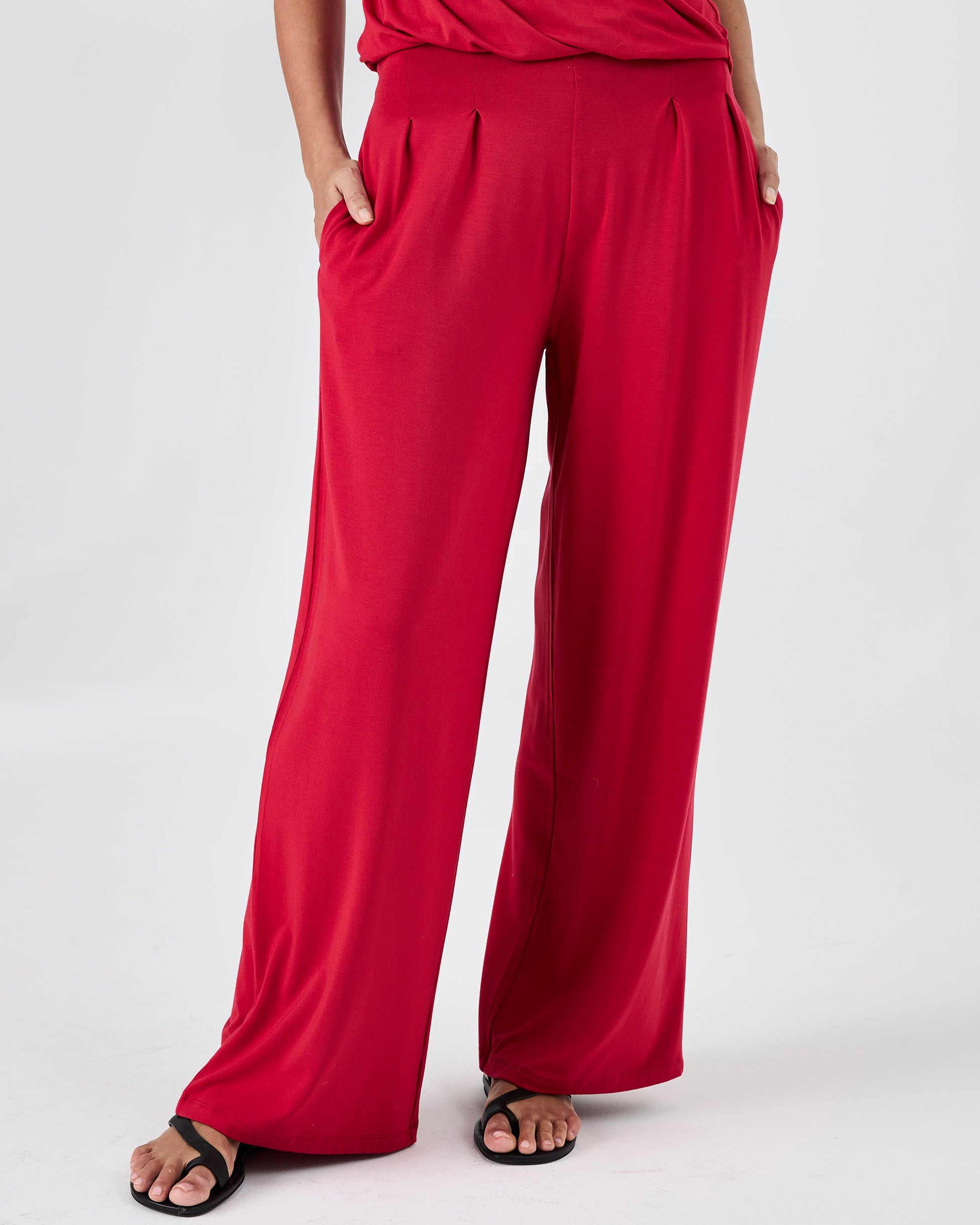 Athena Drape Top - Cherry