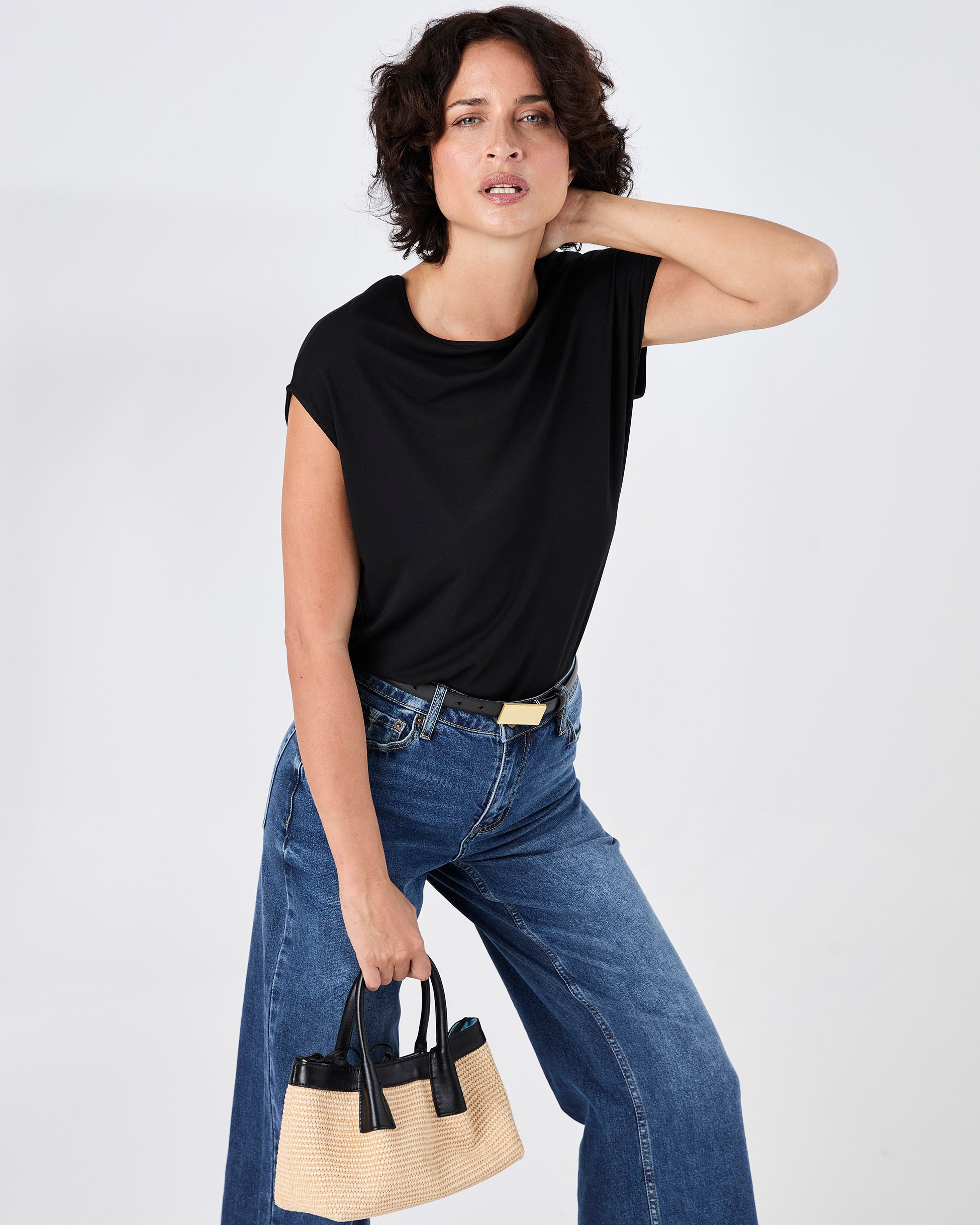 Modal Luxe Layer Tee - Black