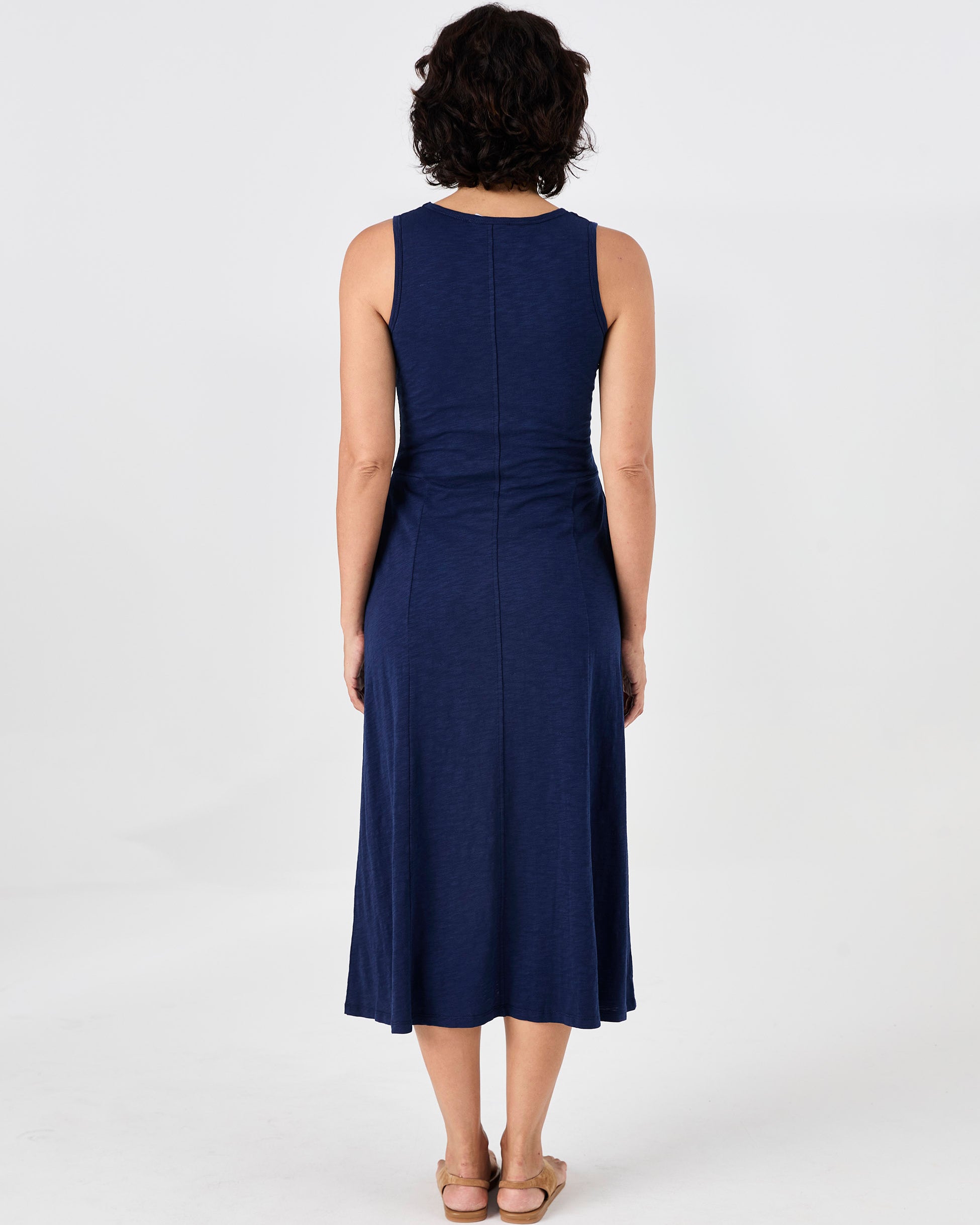 Textured Slub Dress - Midnight Blue