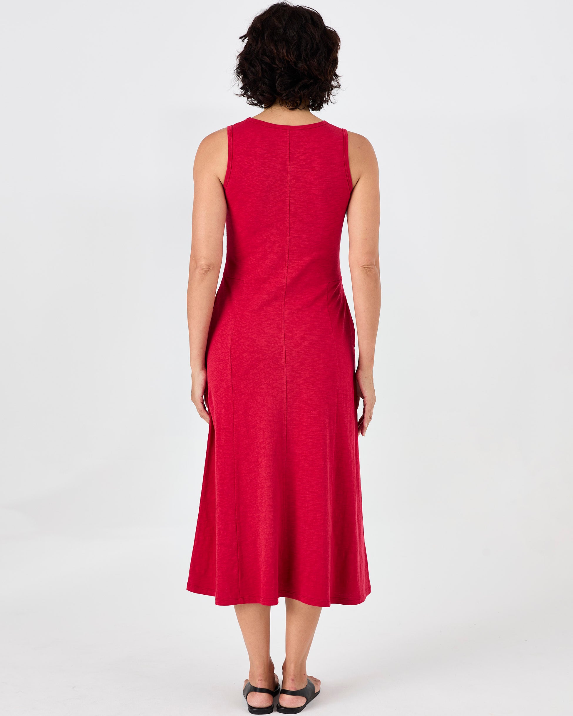 Textured Slub Dress - Cherry