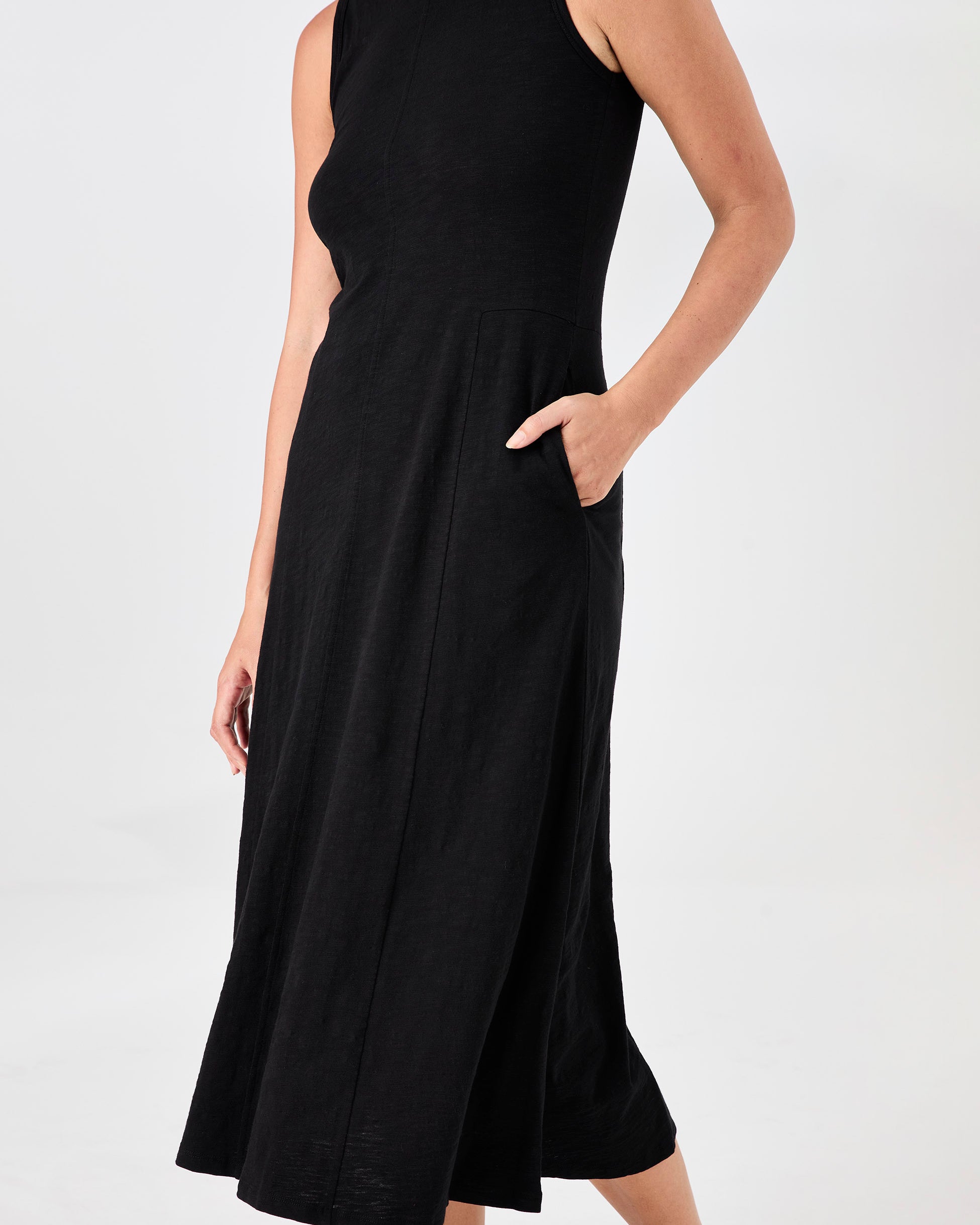 Textured Slub Dress - Black