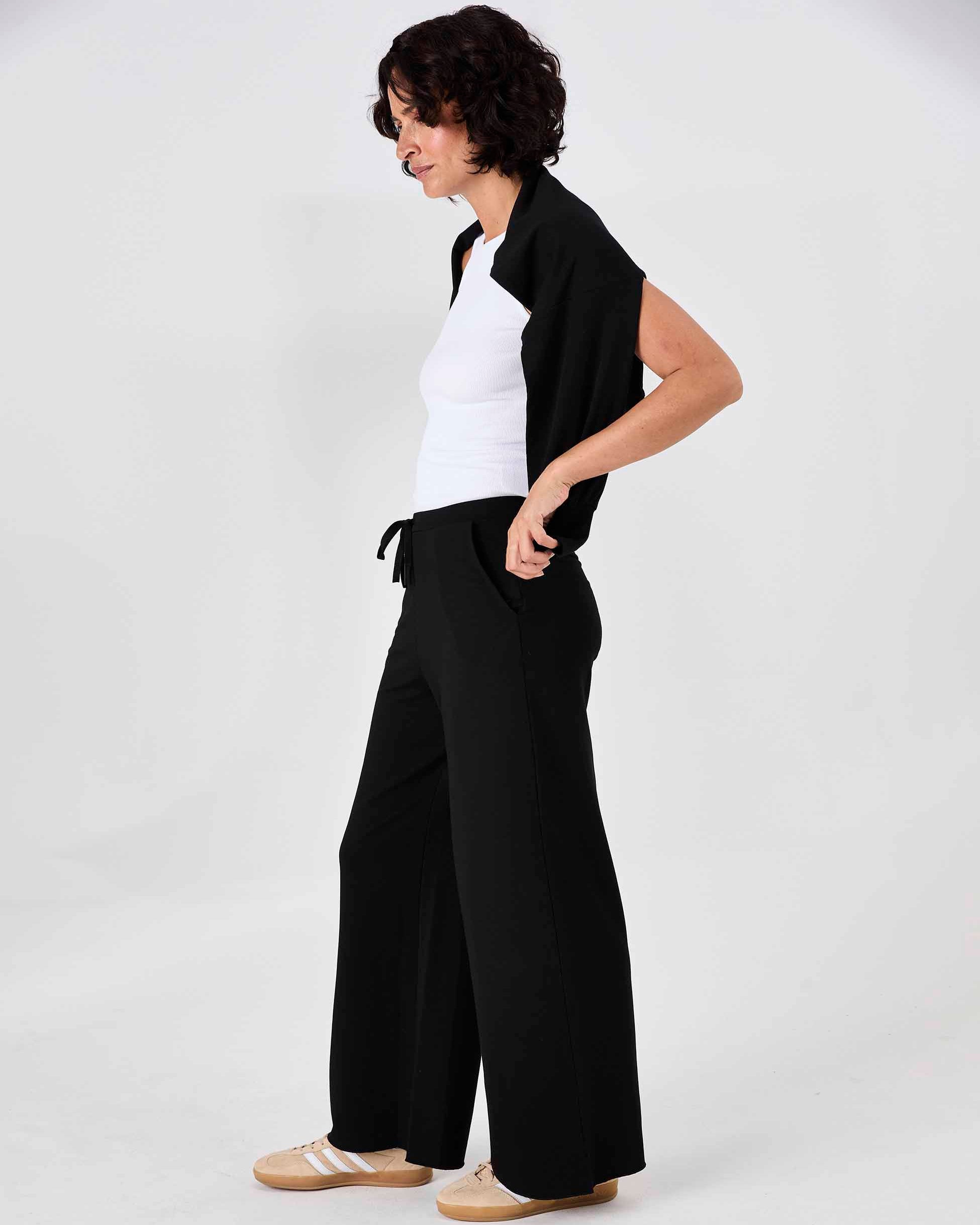 Classic Wide Leg Sweat Pants - Black