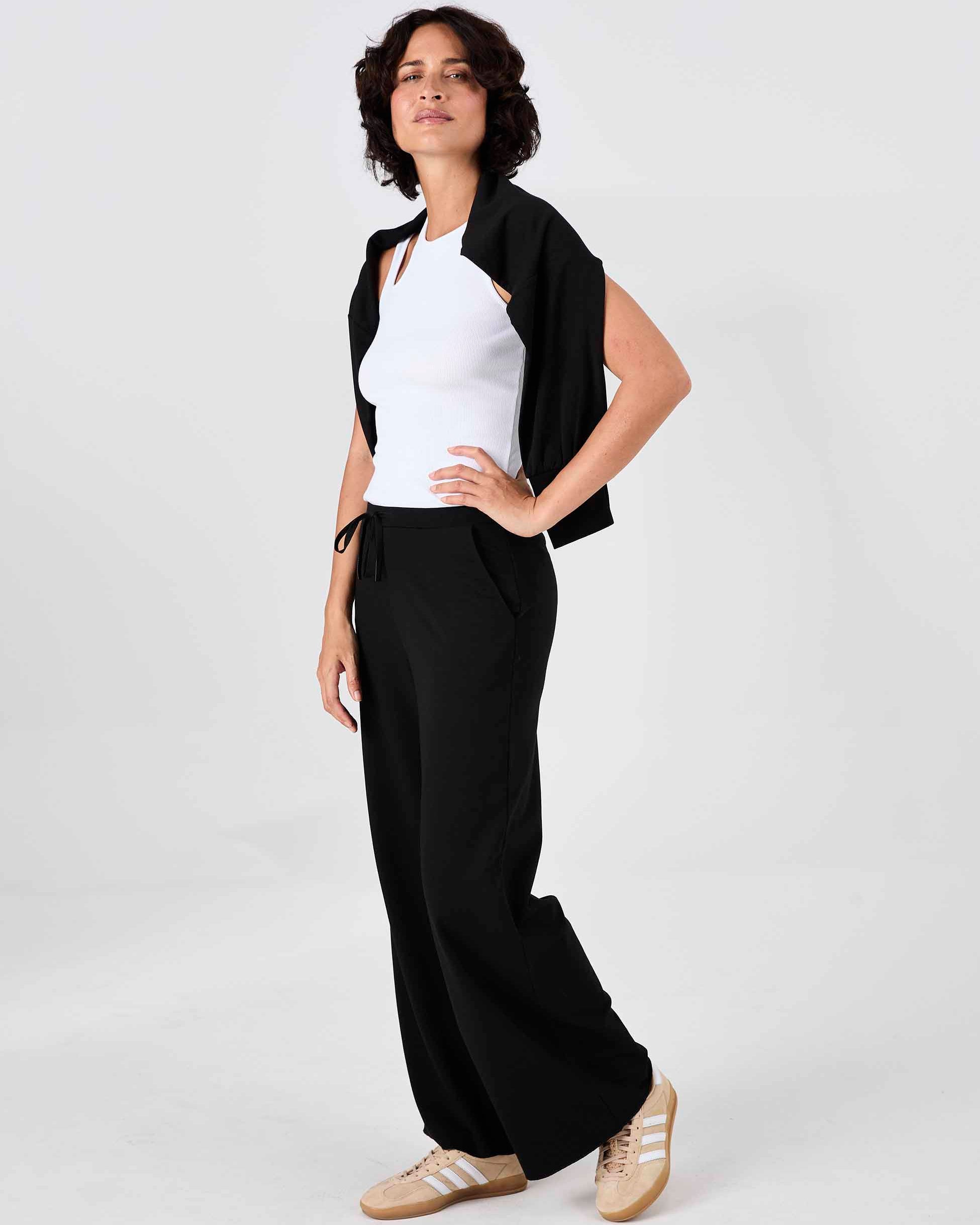 Classic Wide Leg Sweat Pants - Black