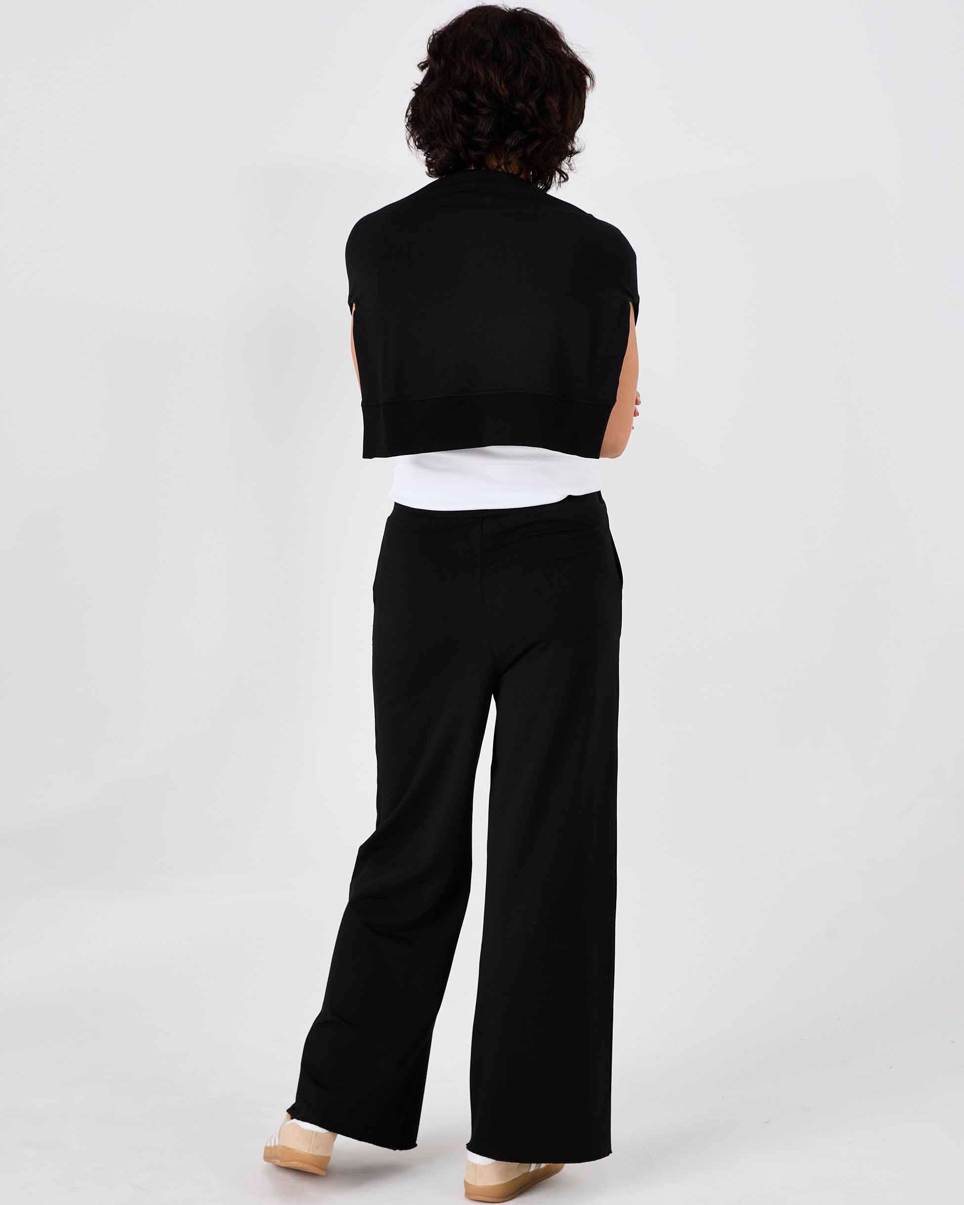 Classic Wide Leg Sweat Pants - Black