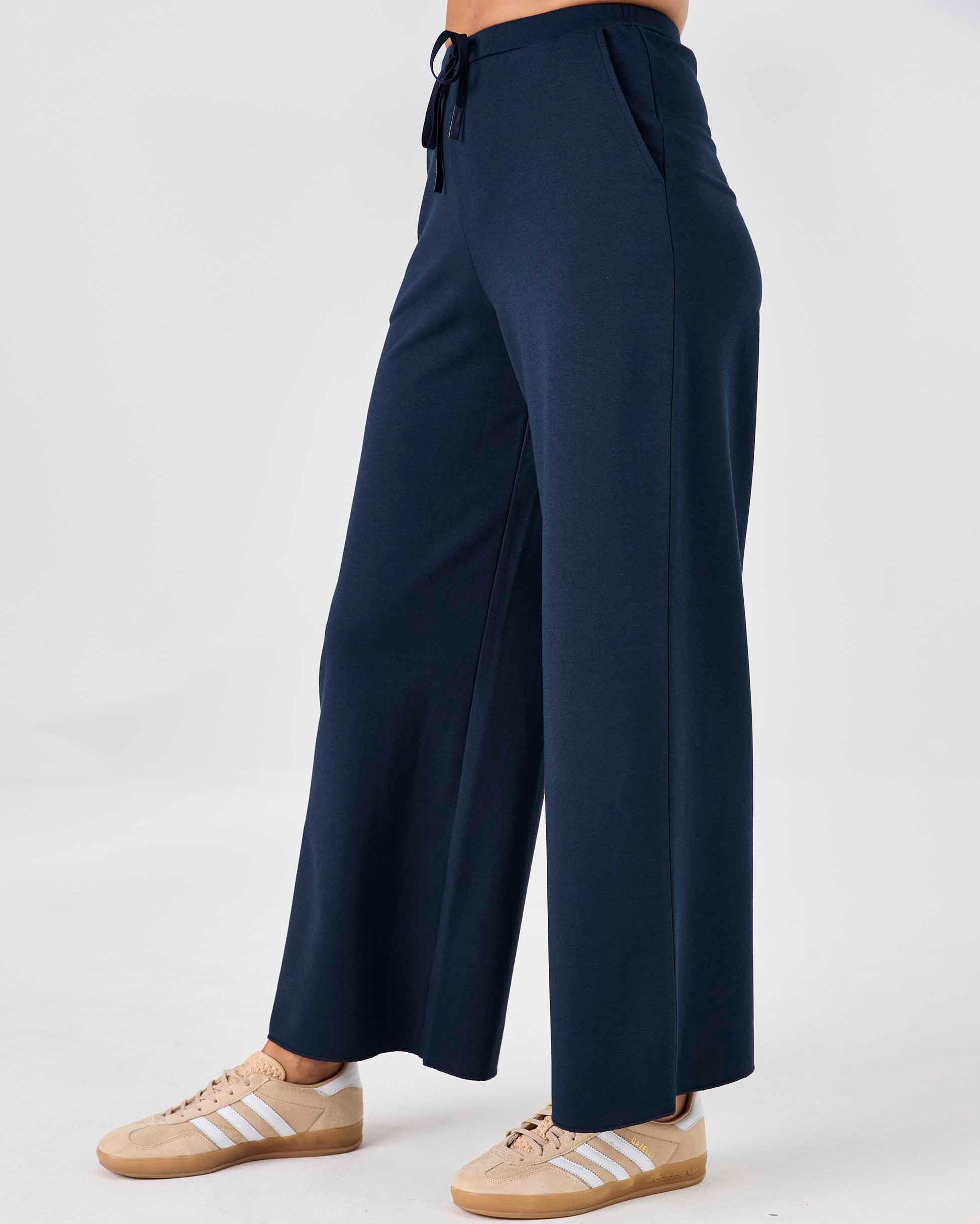 Classic Wide Leg Sweat Pants - Navy