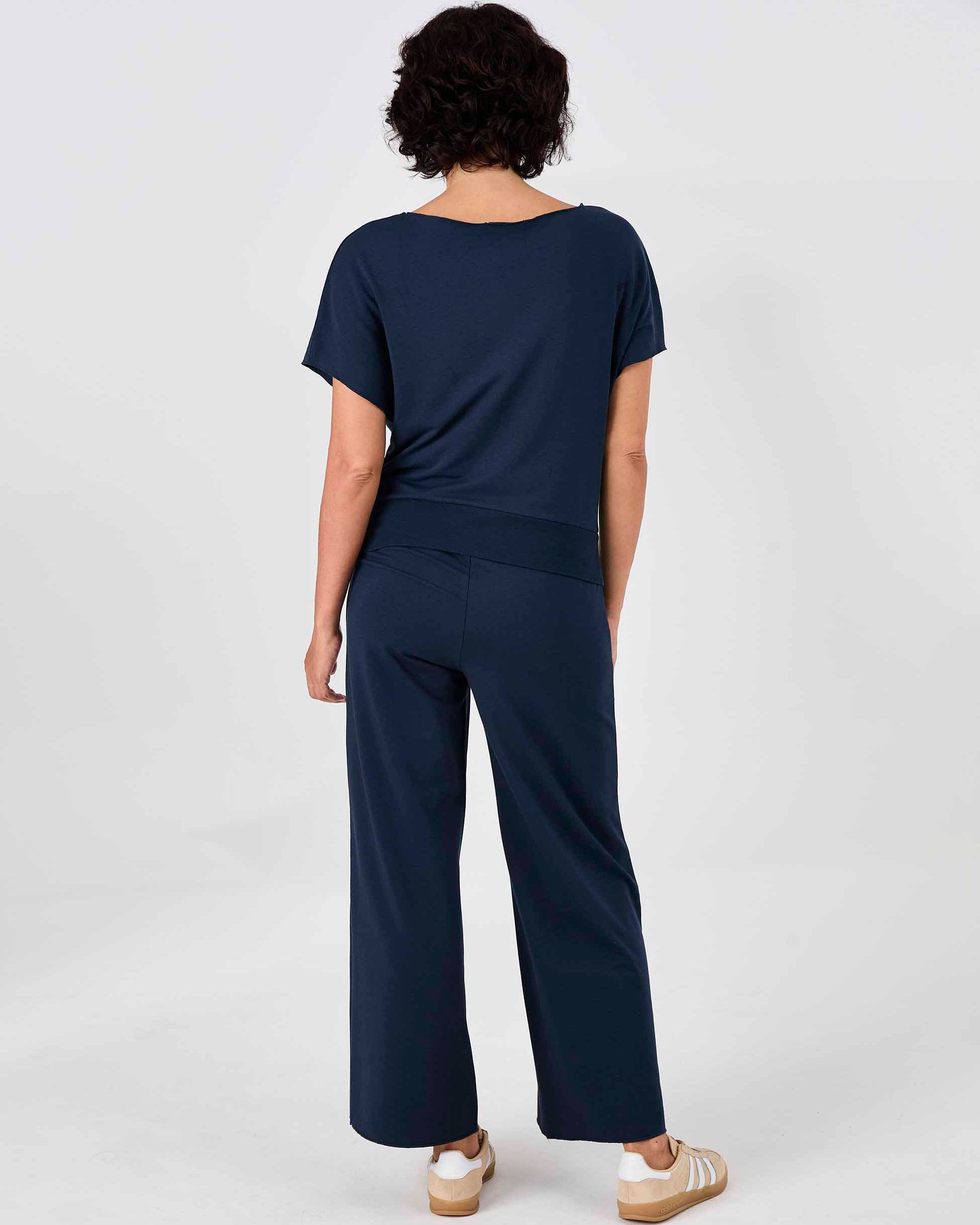 Classic Wide Leg Sweat Pants - Navy