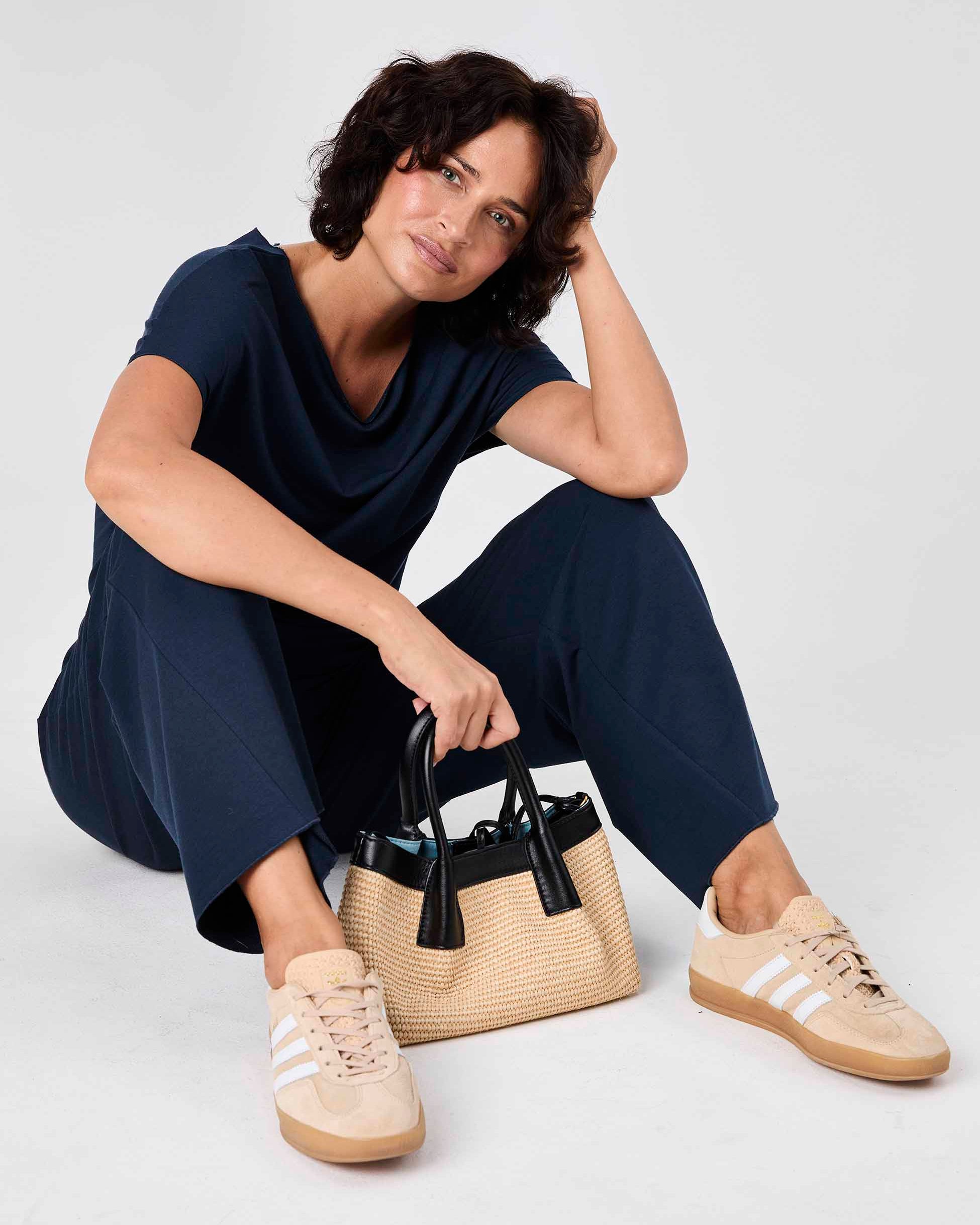 Classic Wide Leg Sweat Pants - Navy