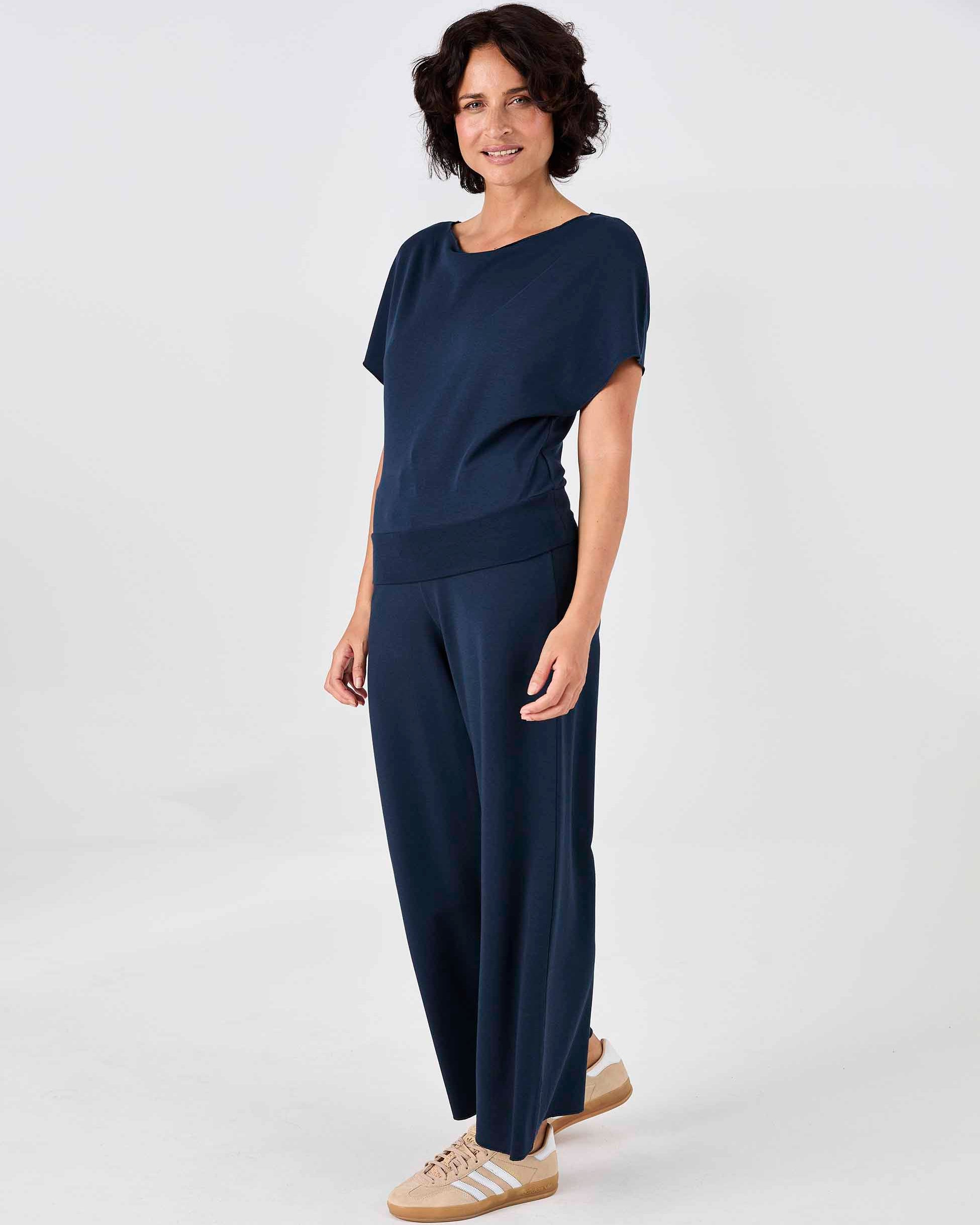 Classic Wide Leg Sweat Pants - Navy
