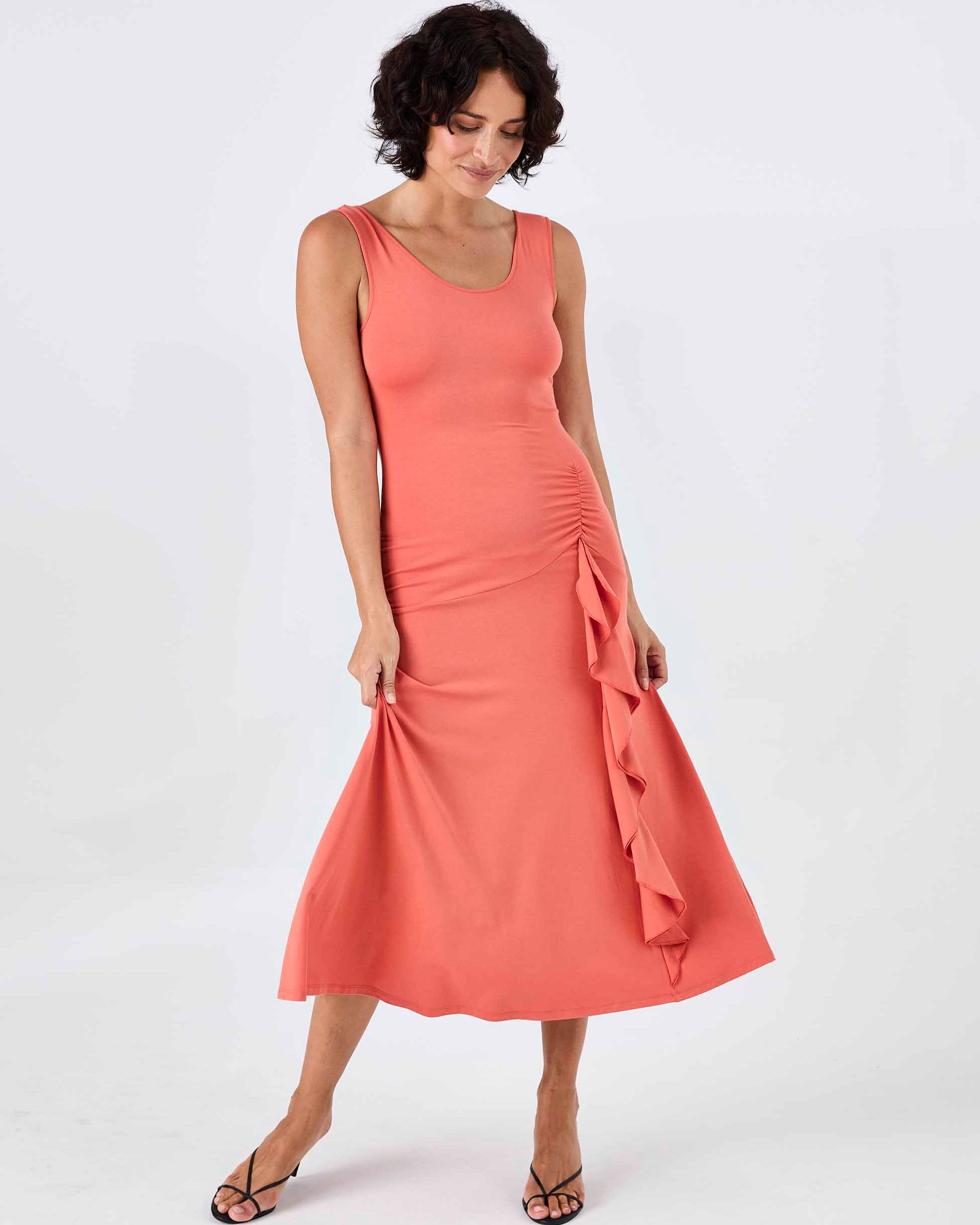 Maria Ruffle Dress - Burnt Sienna