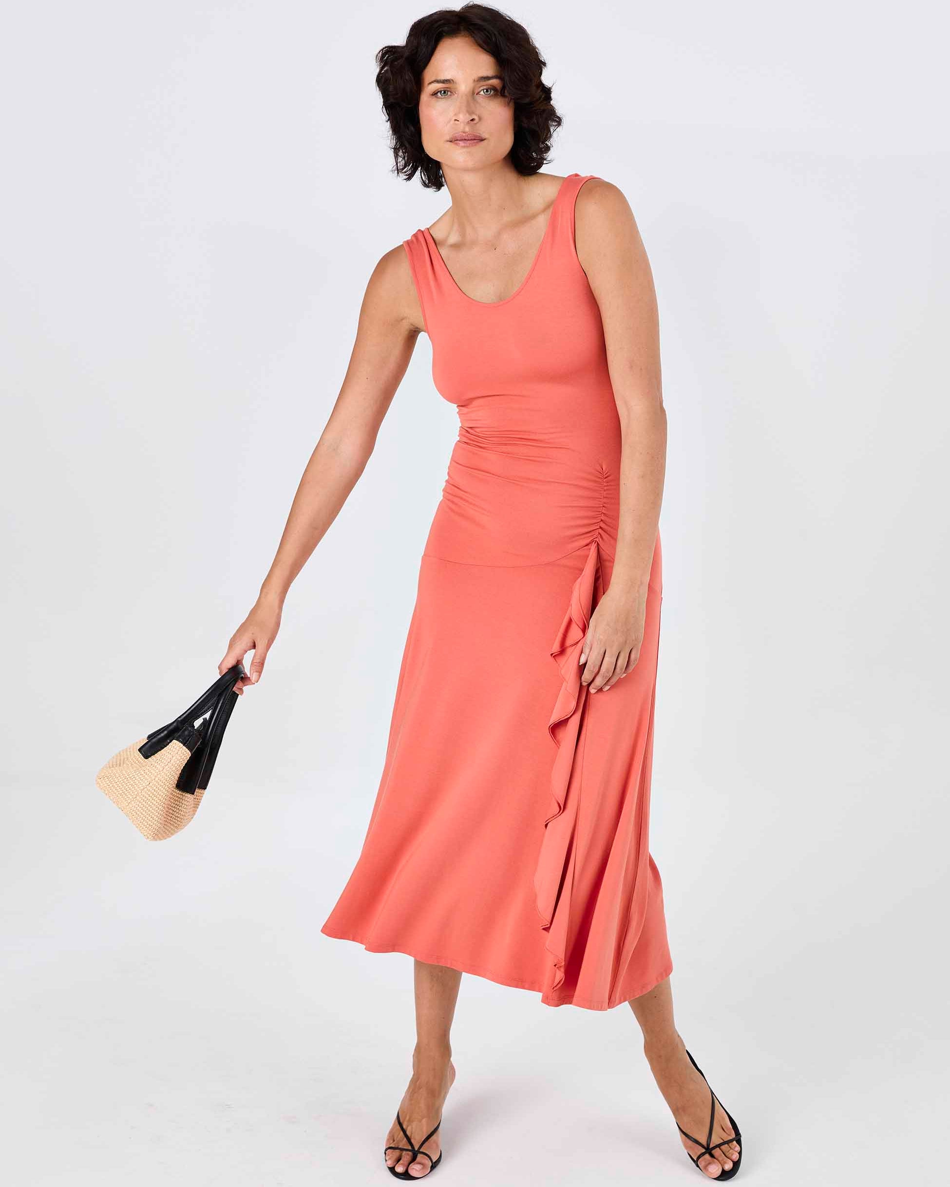 Maria Ruffle Dress - Burnt Sienna