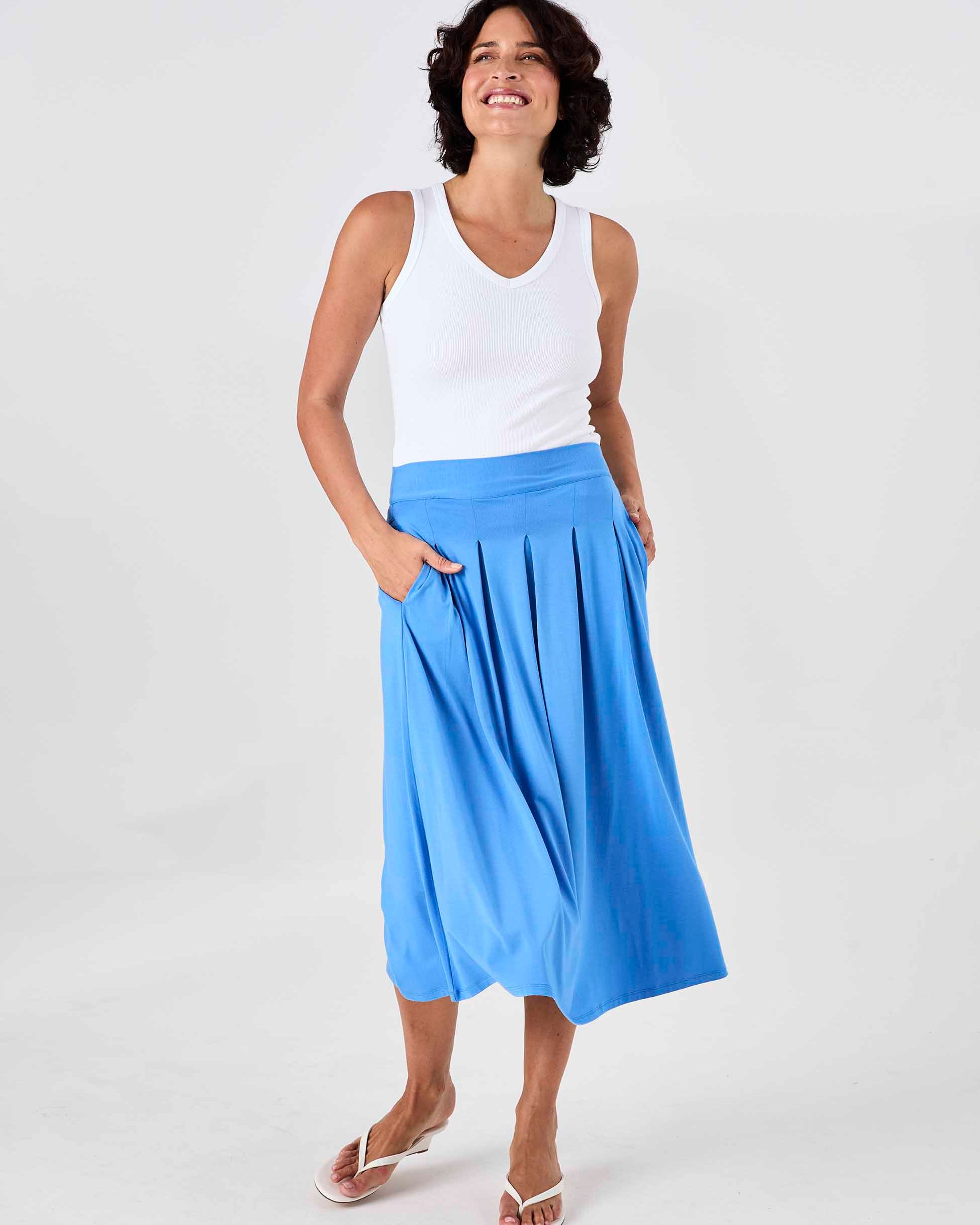 Pleat Skirt - Cobalt