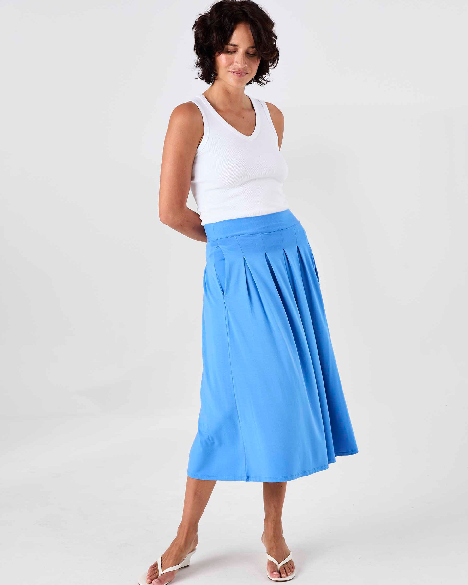 Pleat Skirt - Cobalt