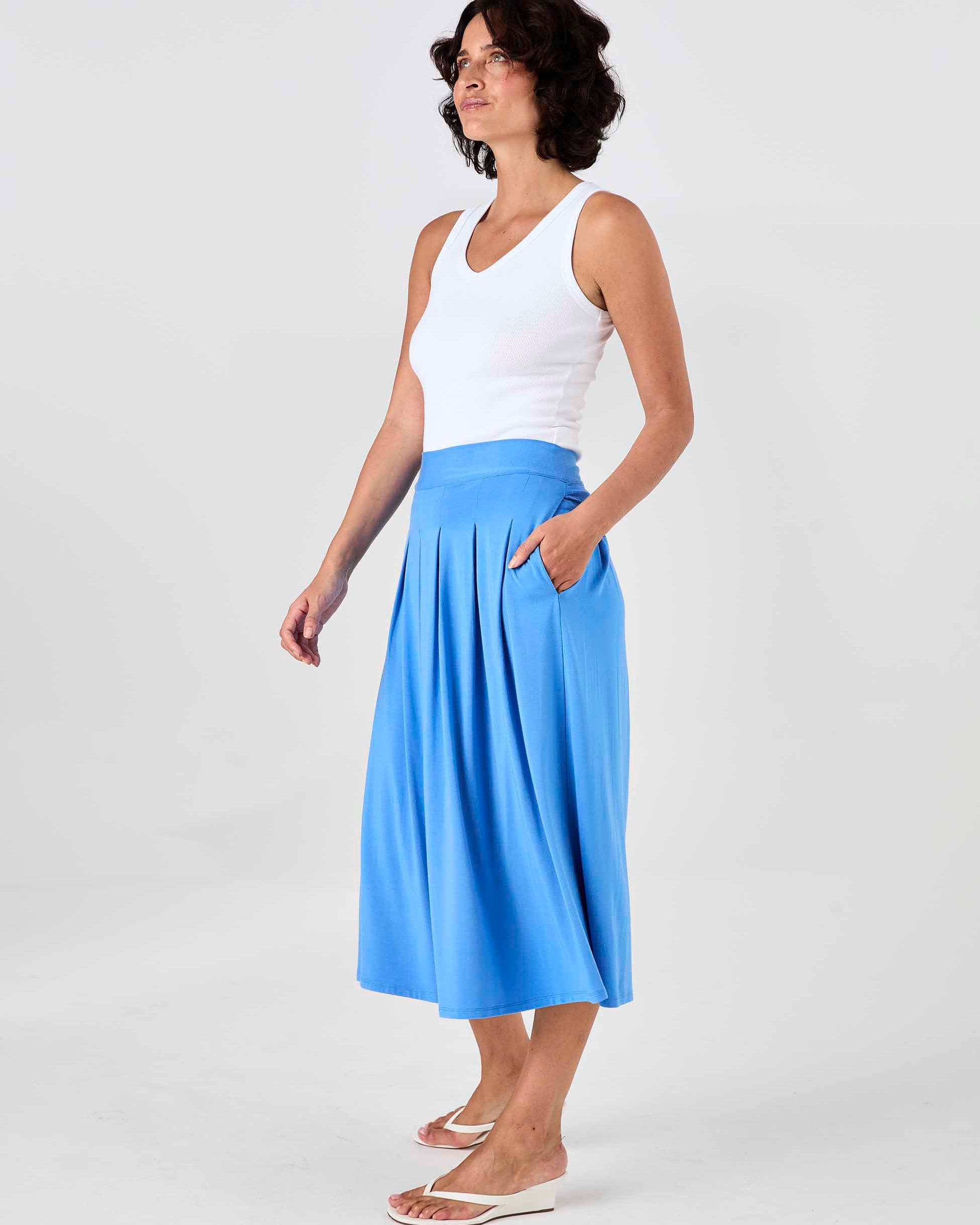 Pleat Skirt - Cobalt