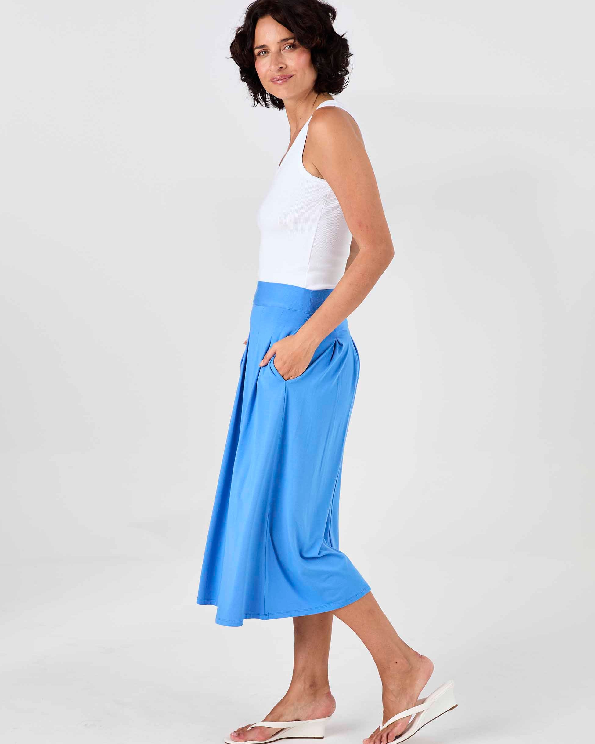 Pleat Skirt - Cobalt
