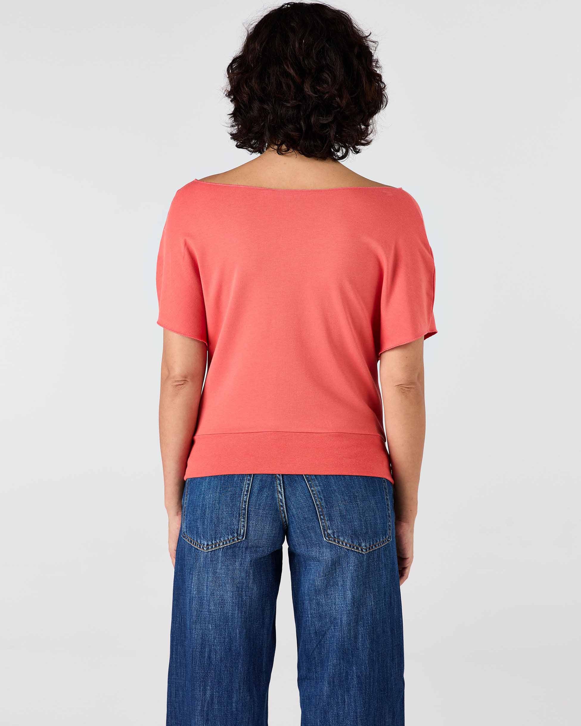 French Terry Short sleeve Off Shoulder Sweatshirt - Burnt Sienna