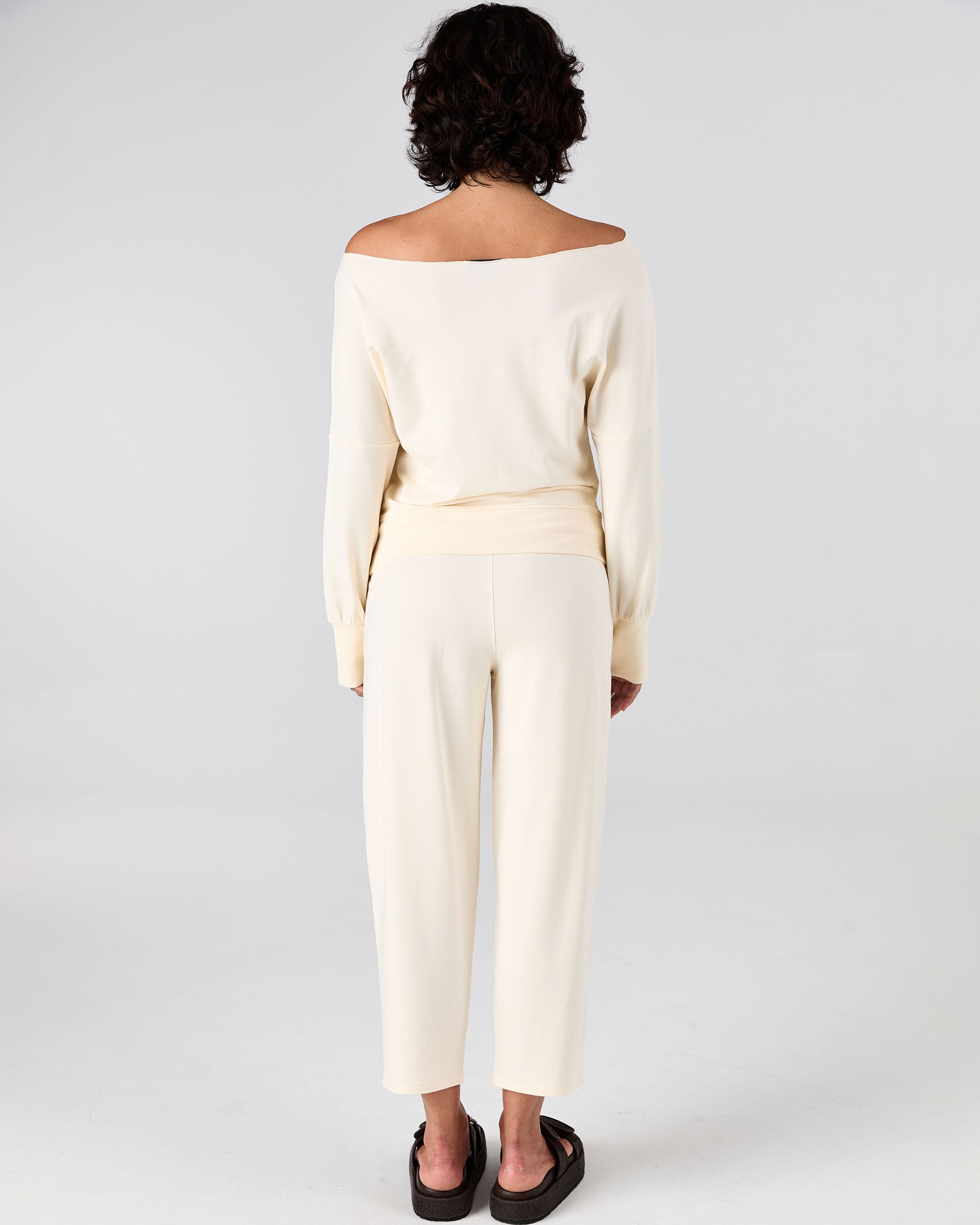 French Terry Off Shoulder Sweatshirt - Winter White