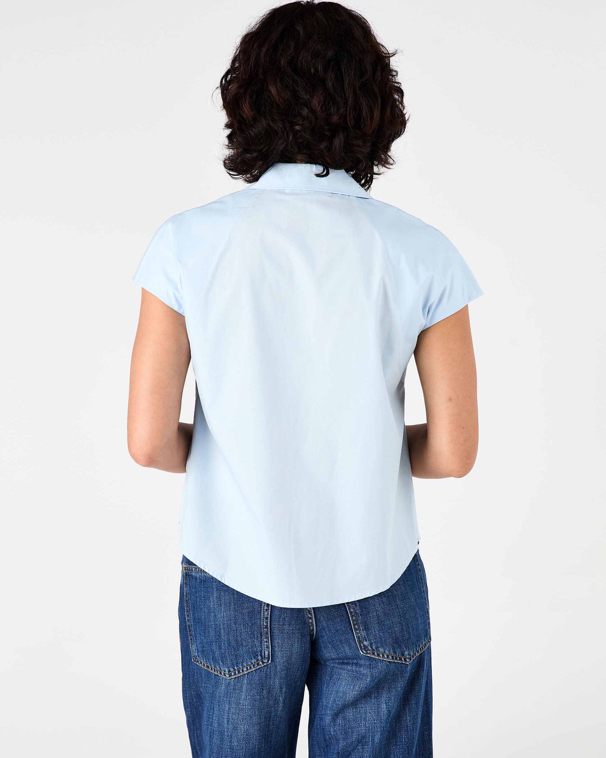 Laurel Poplin Shirt - Pale Blue