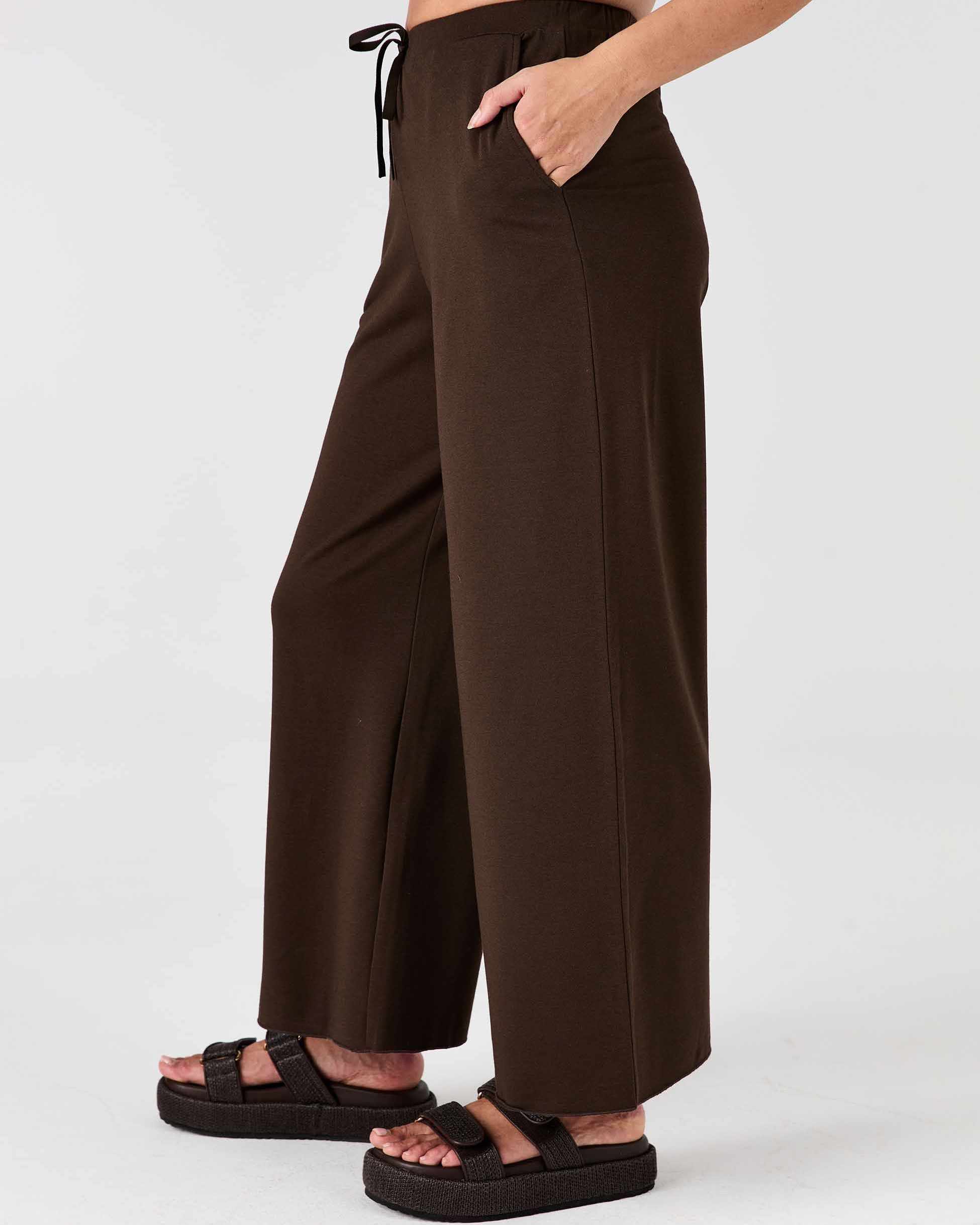 Classic Wide Leg Sweat Pants - Coffee Bean
