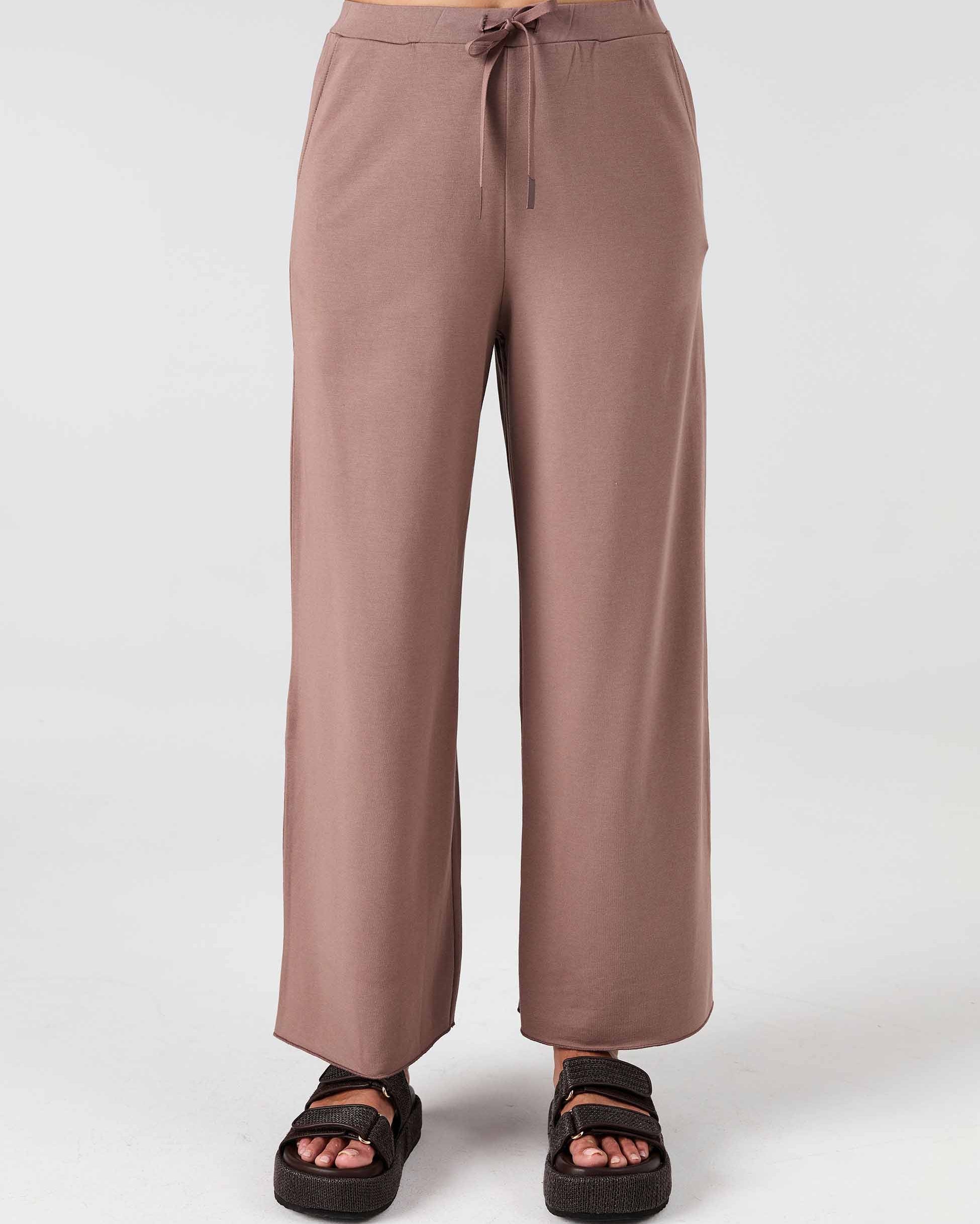Classic Wide Leg Sweat Pants - Taupe