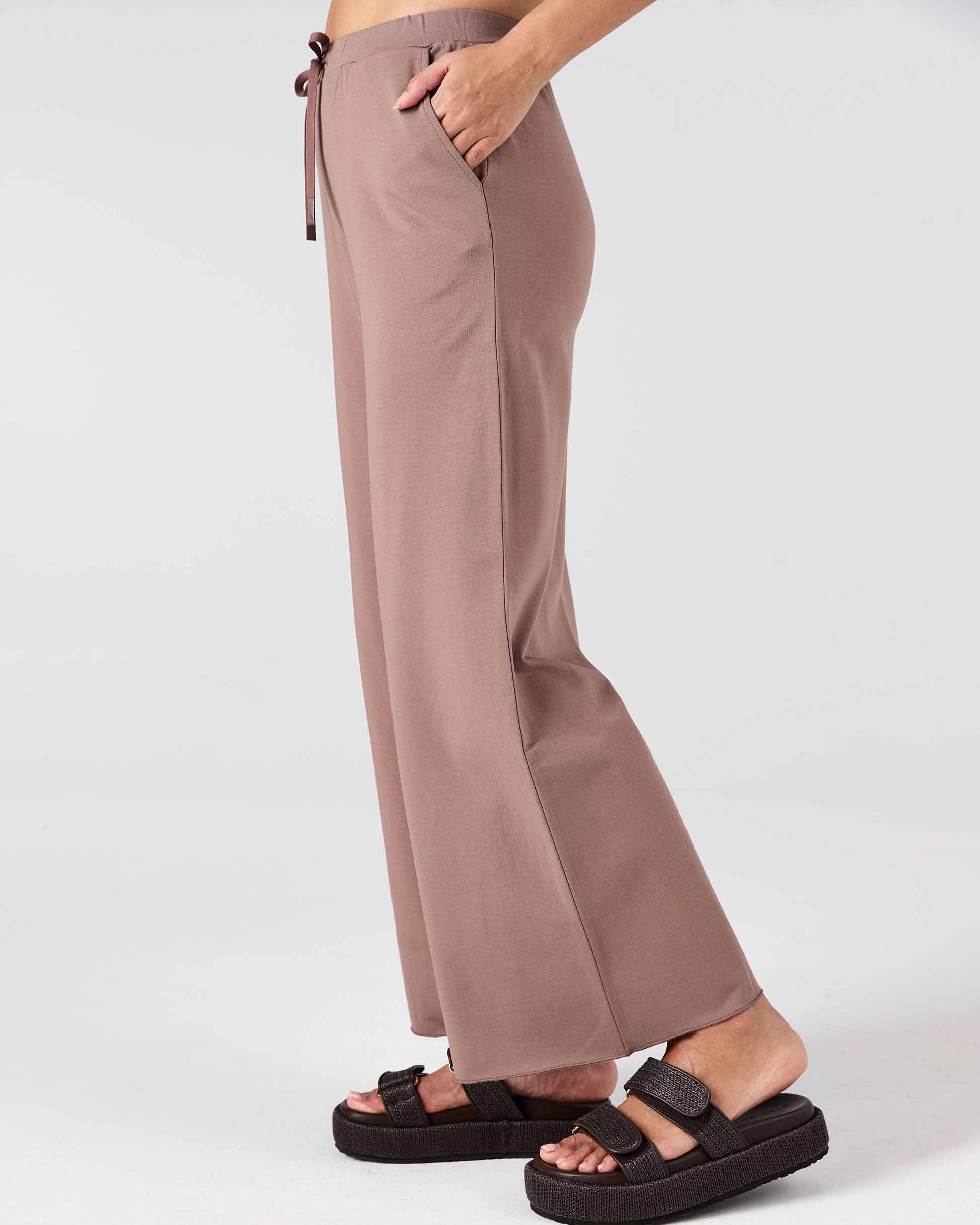 Classic Wide Leg Sweat Pants - Taupe