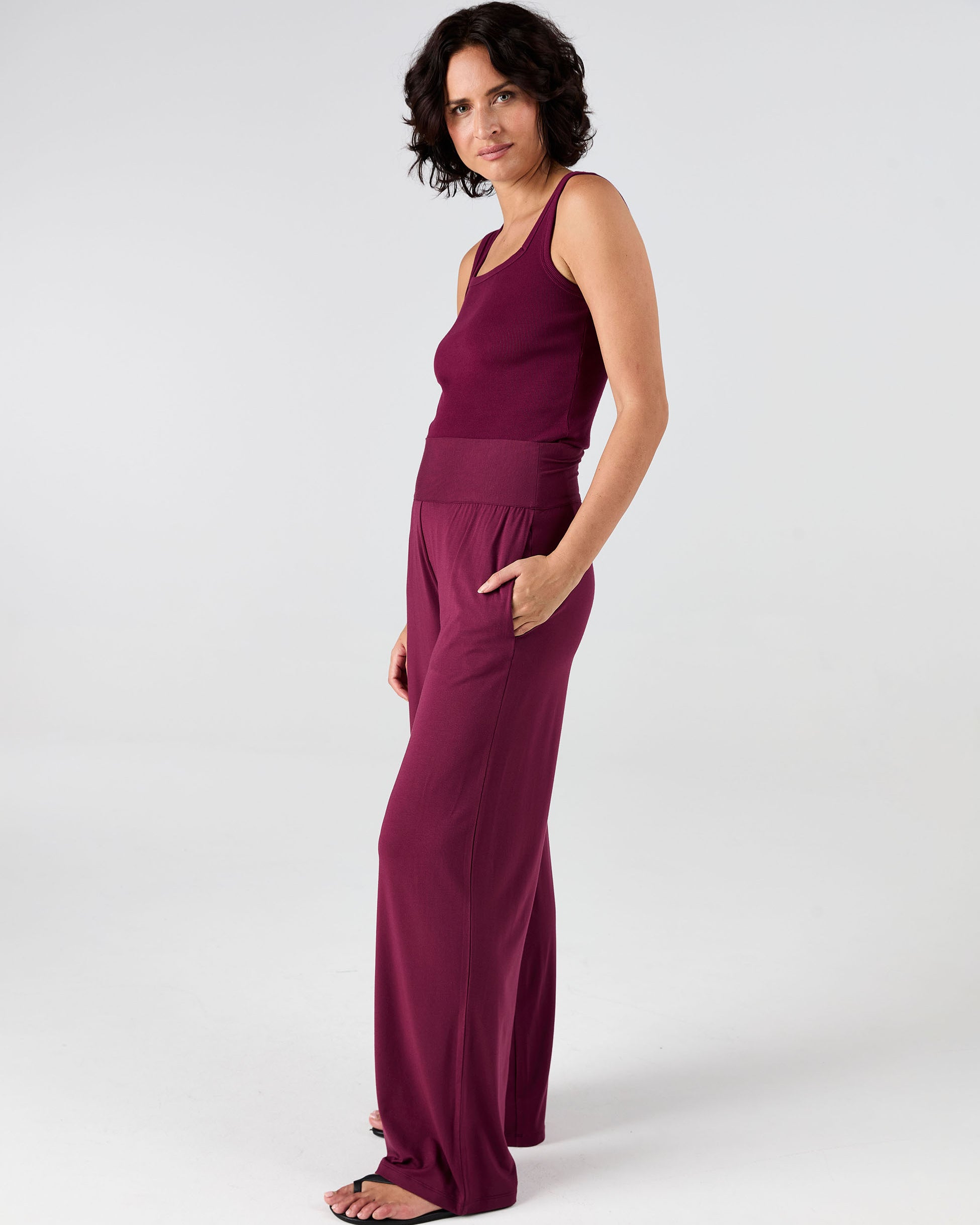 Nomad Modal Wide Leg Pant - Ruby