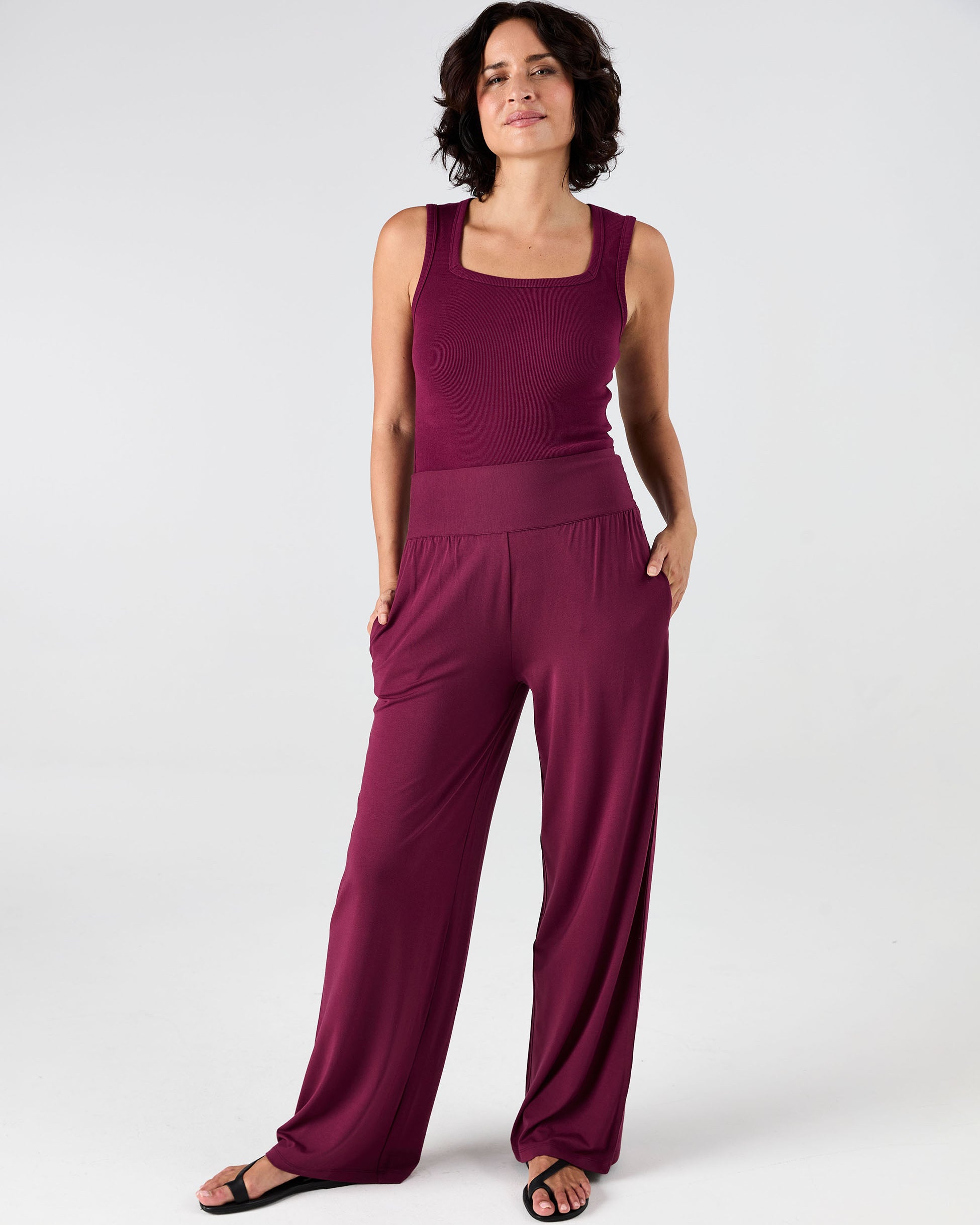 Nomad Modal Wide Leg Pant - Ruby