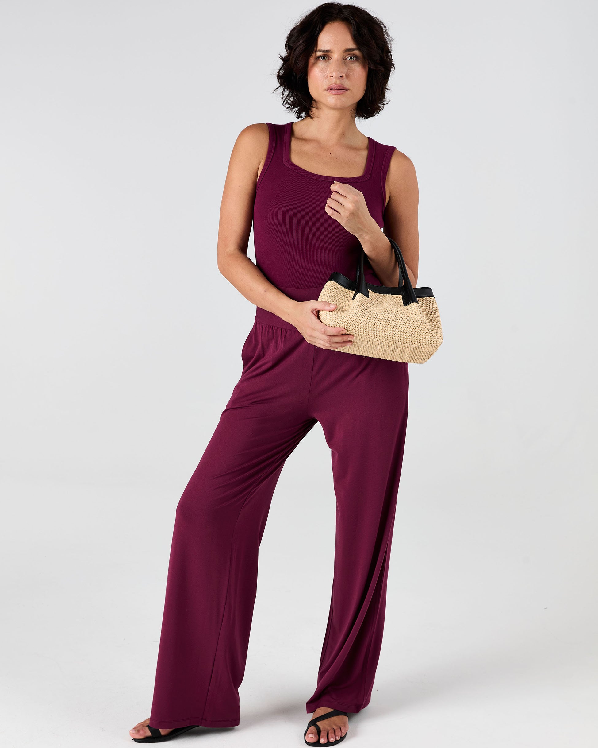 Nomad Modal Wide Leg Pant - Ruby