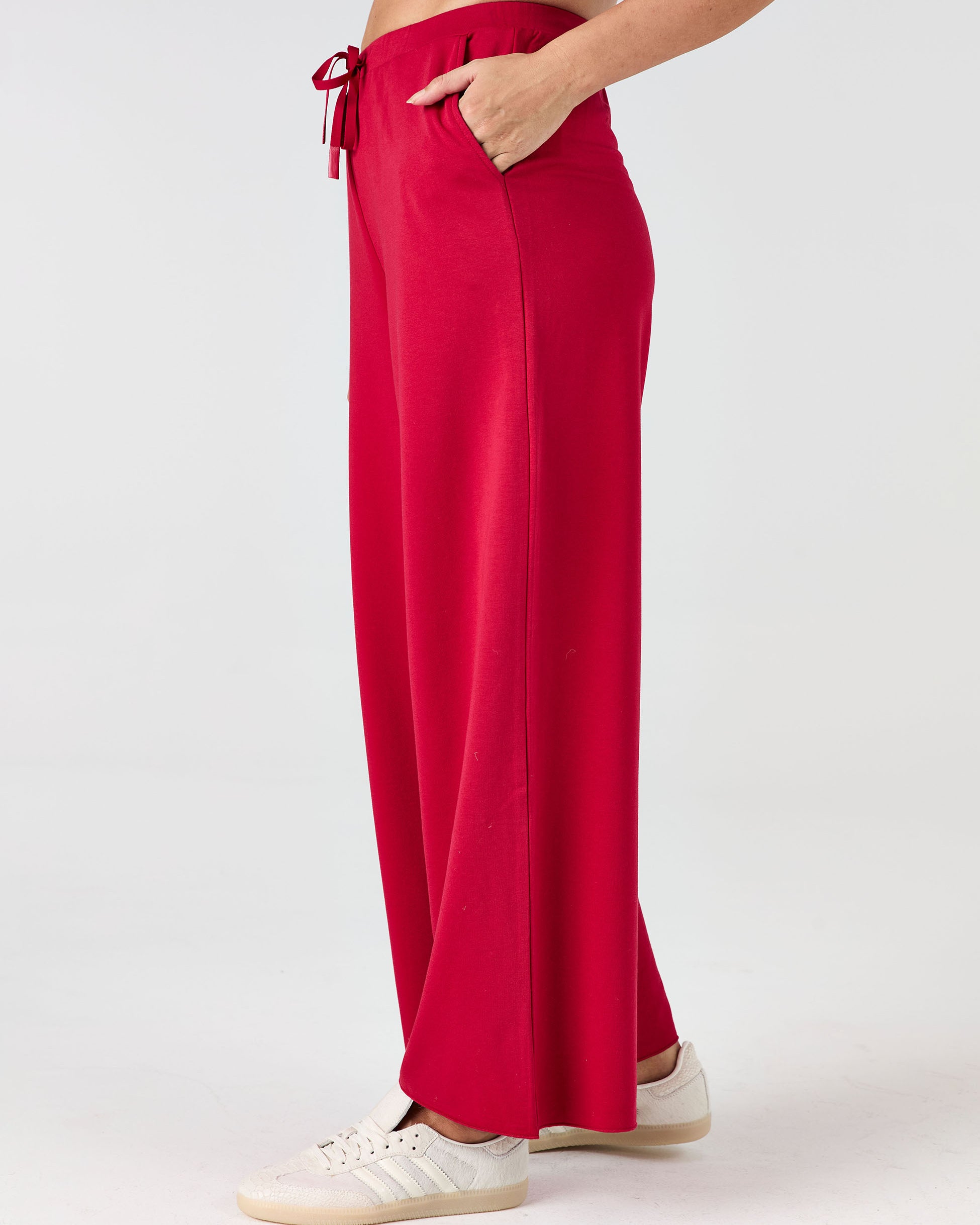 Classic Wide Leg Sweat Pants - Cherry