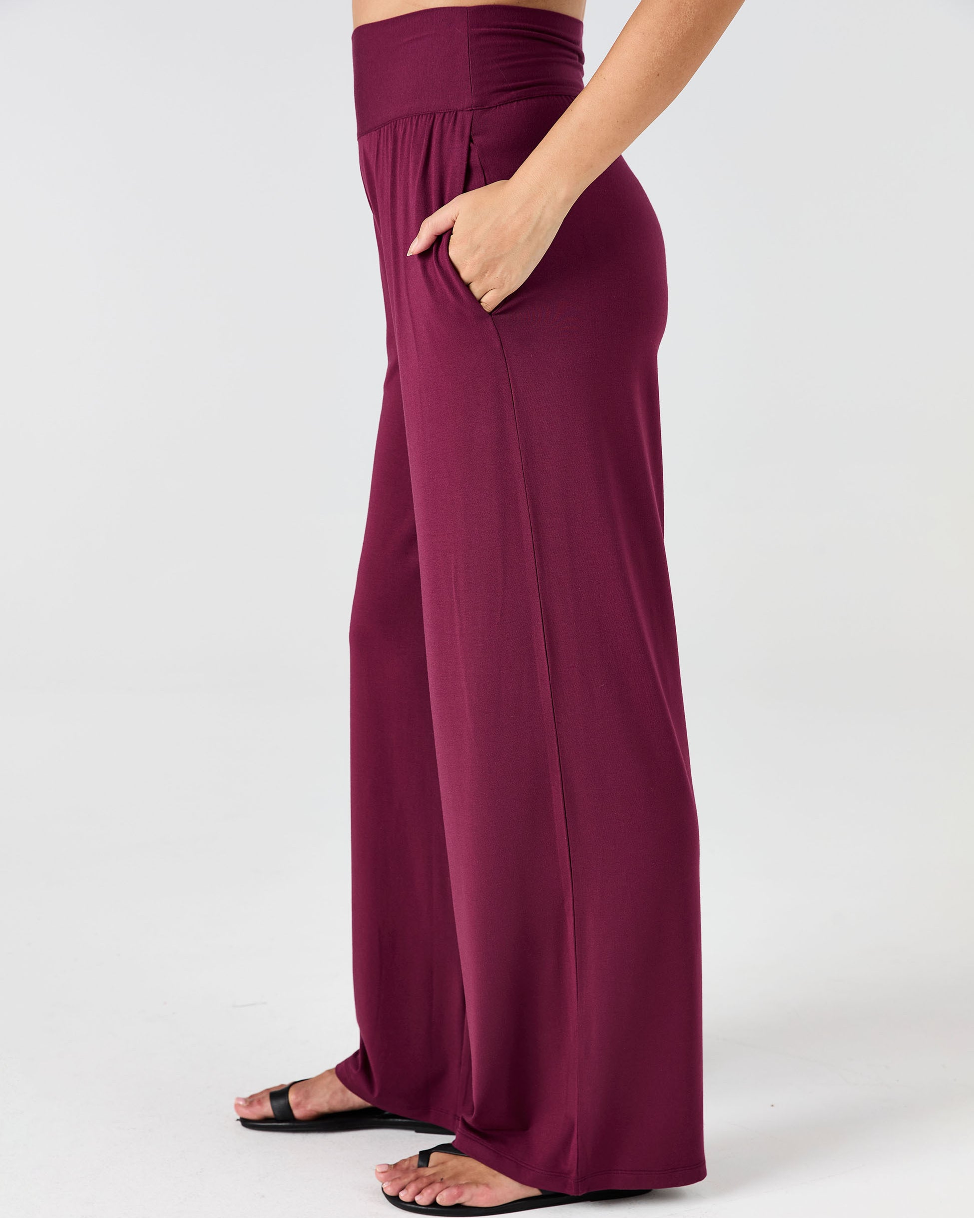 Nomad Modal Wide Leg Pant - Ruby