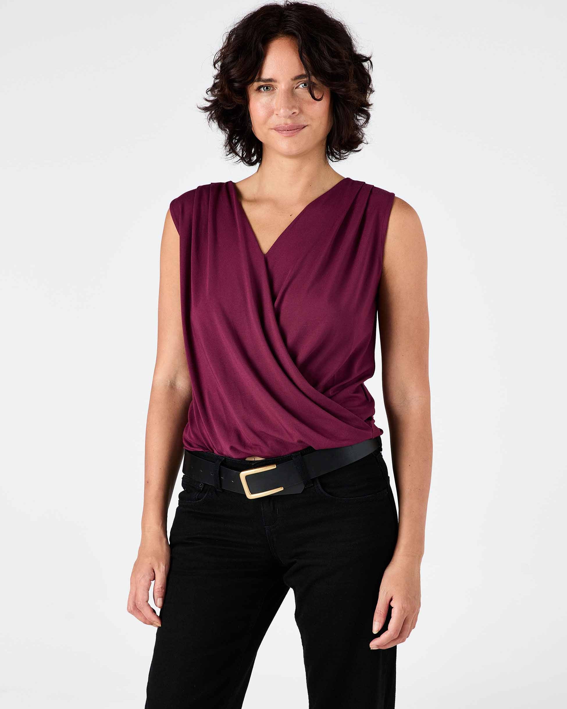 Athena Drape Top - Ruby