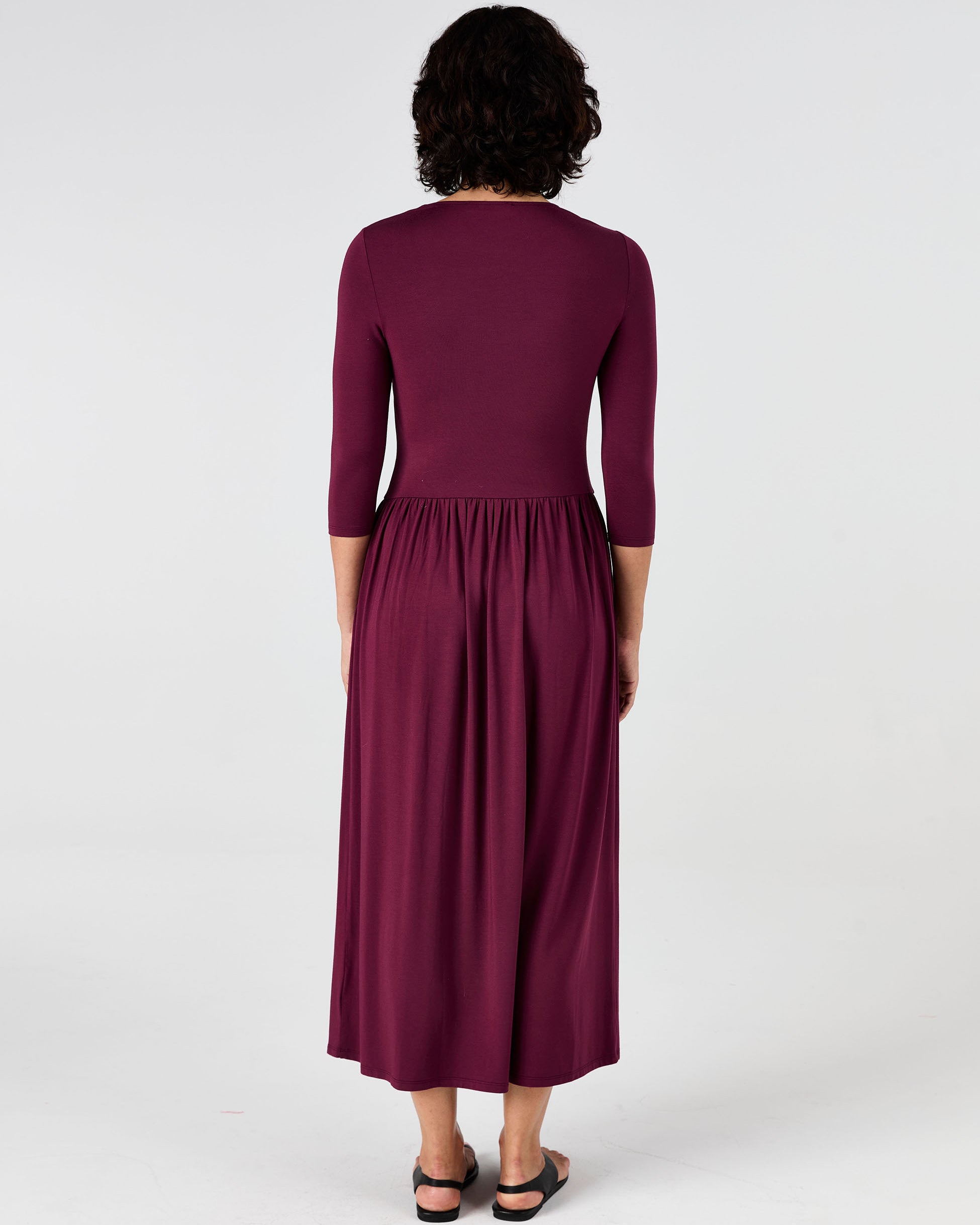 7/8 Sleeve Essential Maxi Dress - Ruby