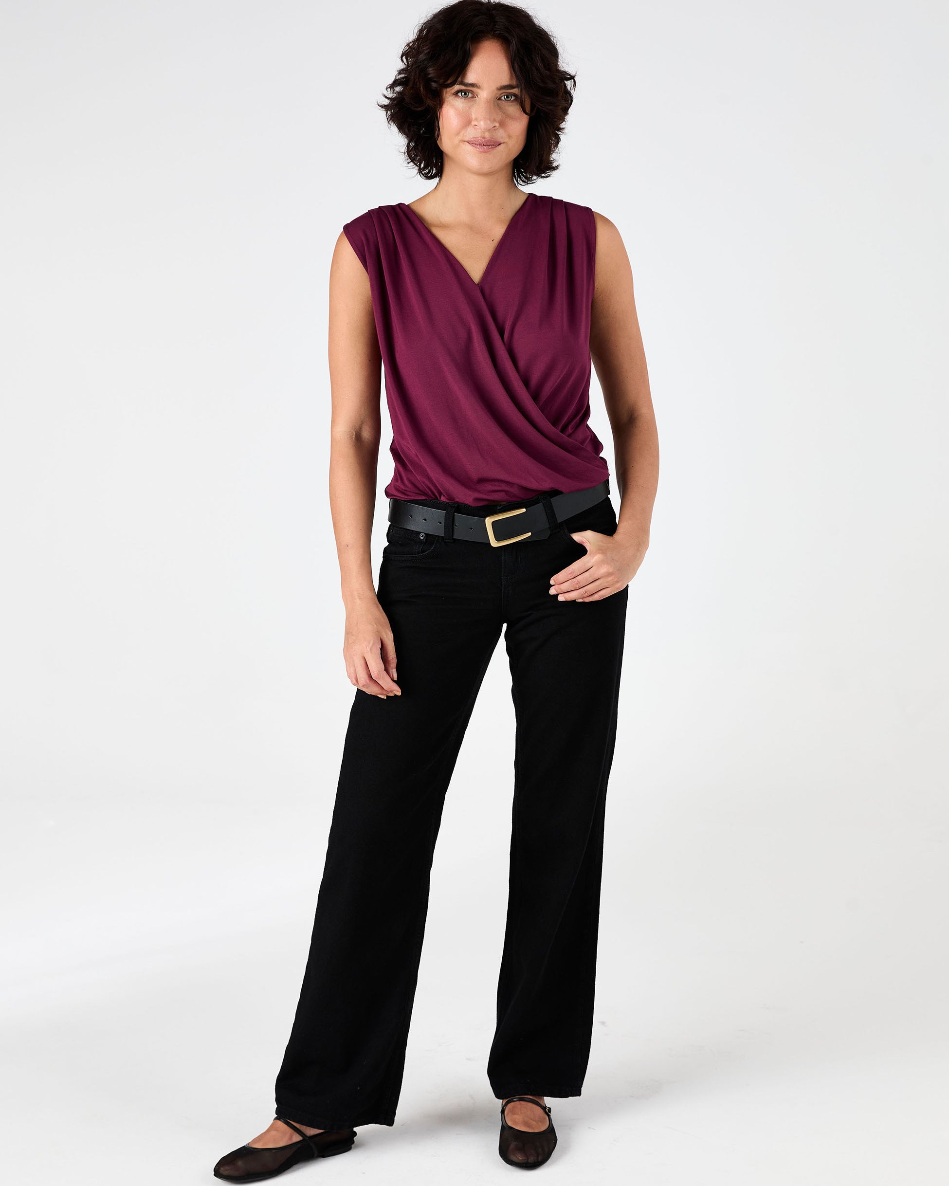 Athena Drape Top - Ruby
